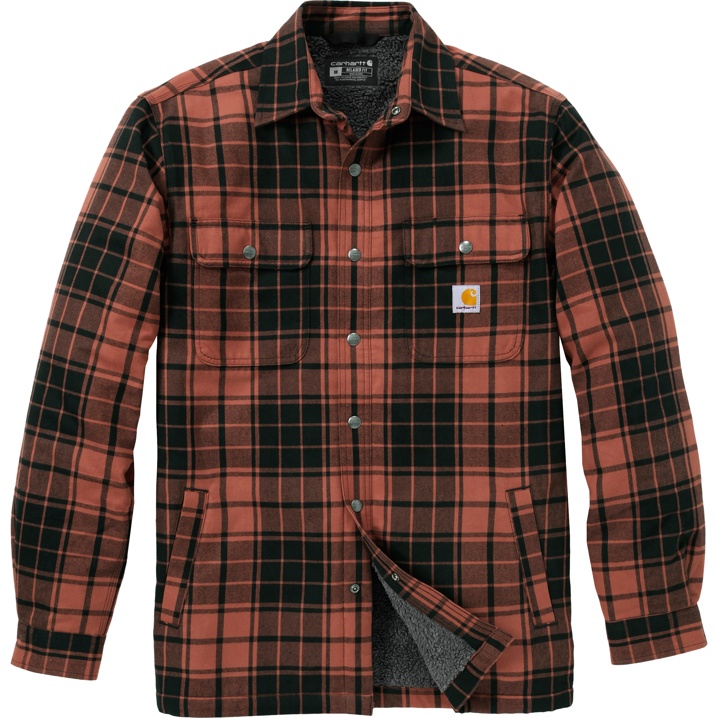Carhartt Flannel Sherpa-Lined Shirt Jacket Men - Homestead Red - XXL - Langærmet skjorter