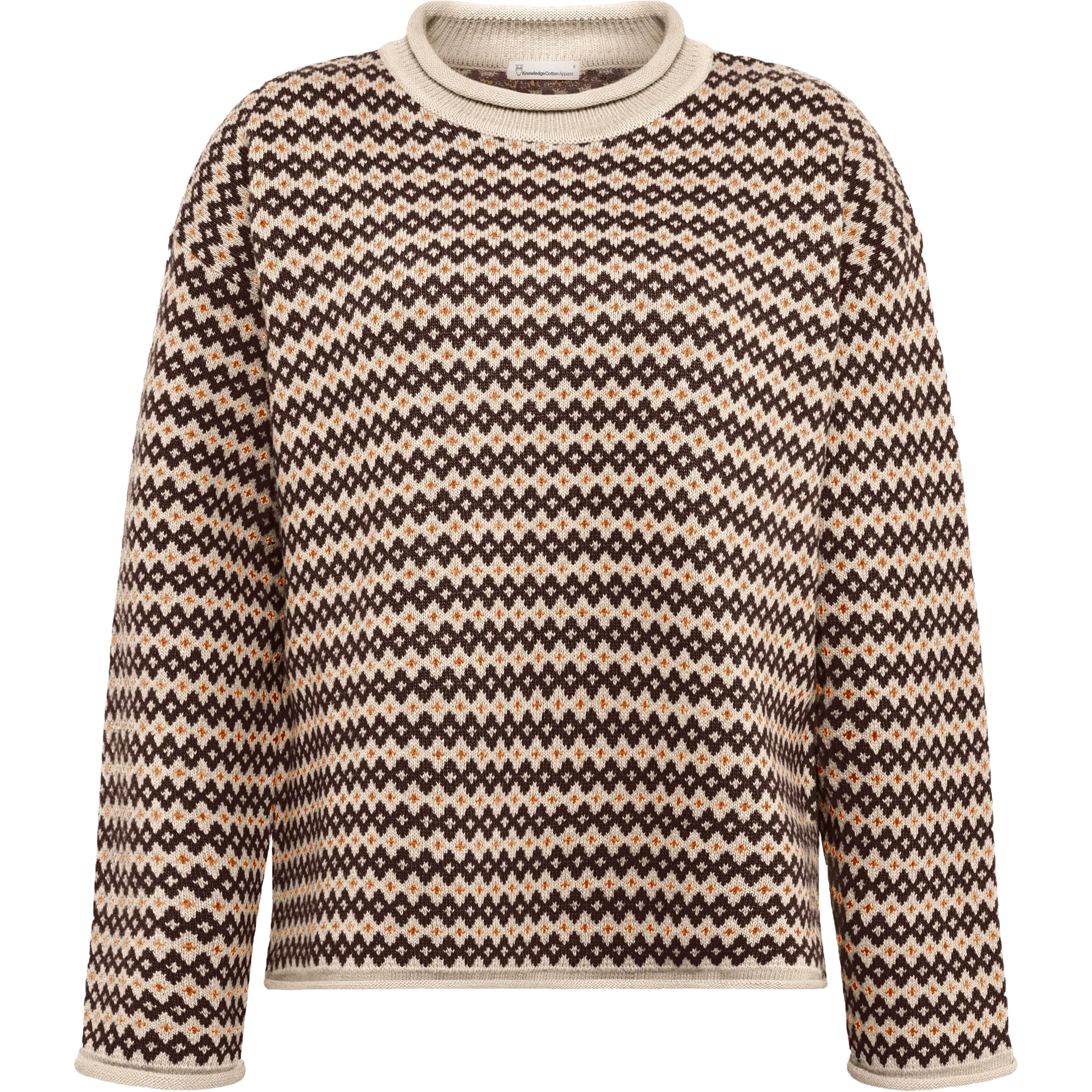 Lambswool Jacquard Roll-Edge Sweater Wom