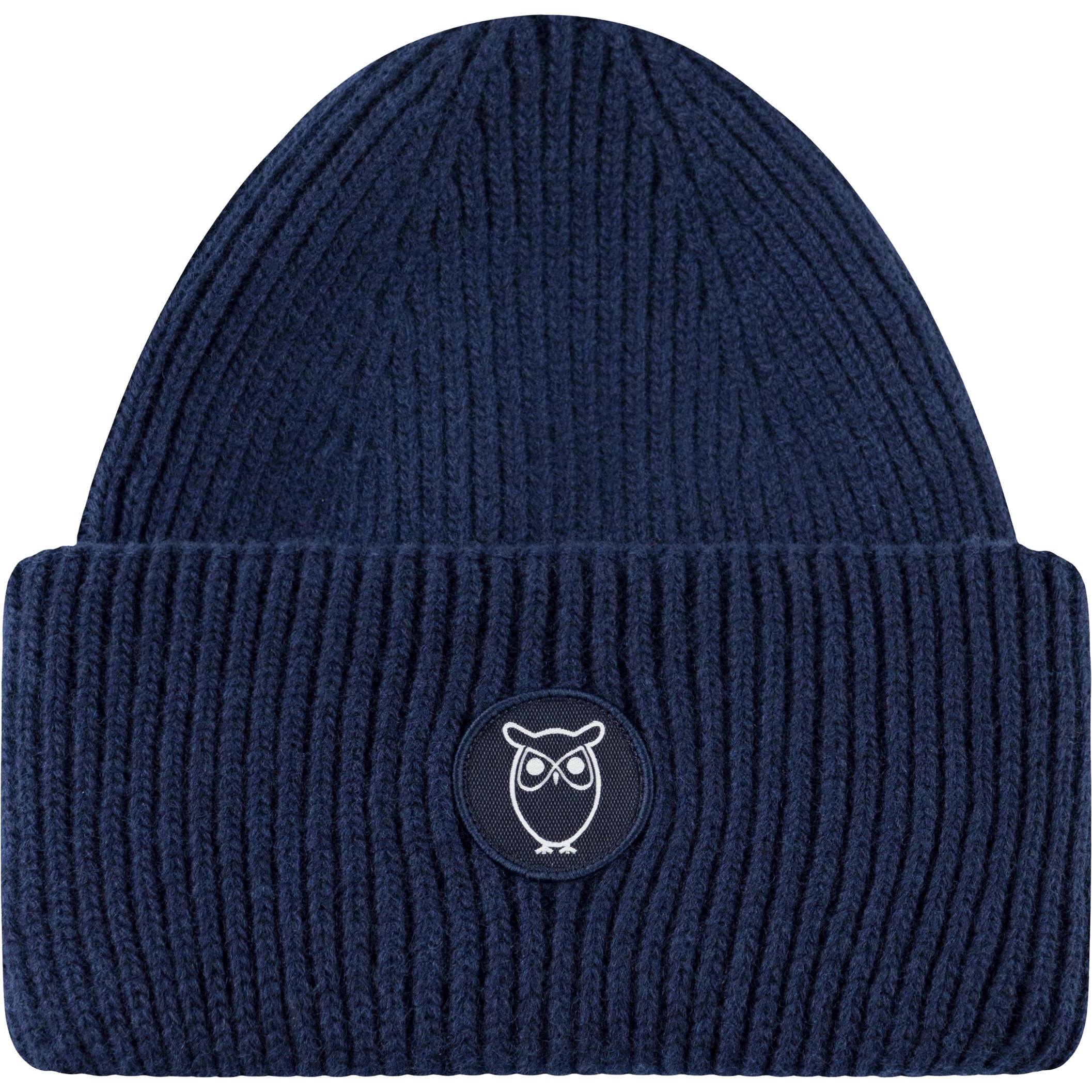 Knowledge Cotton Apparel Wool Badge Beanie Women - Total Eclipse - One size