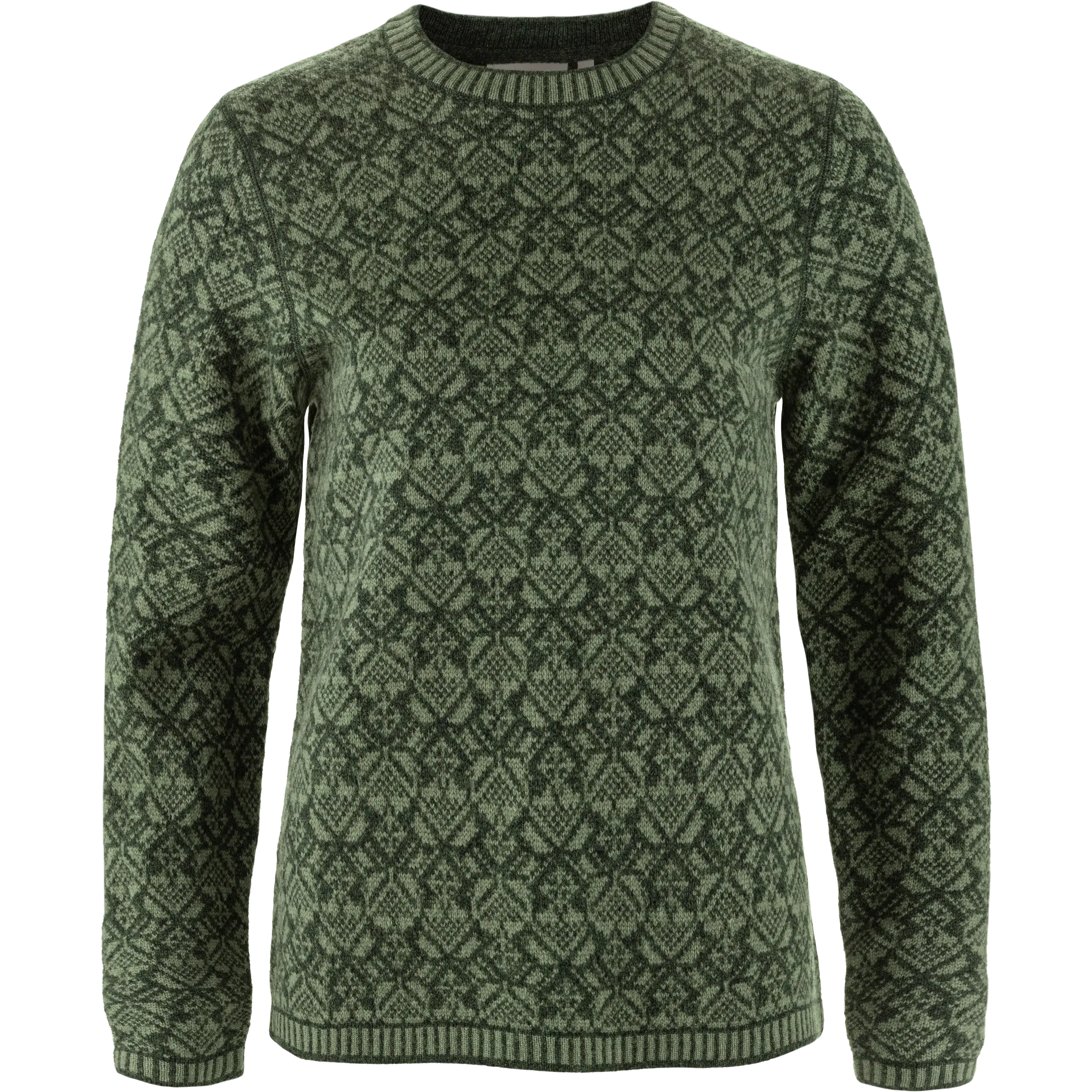 Fjällräven Snow Round Neck Sweater Women uldtrøje - Deep Forest - L - Striktrøjer