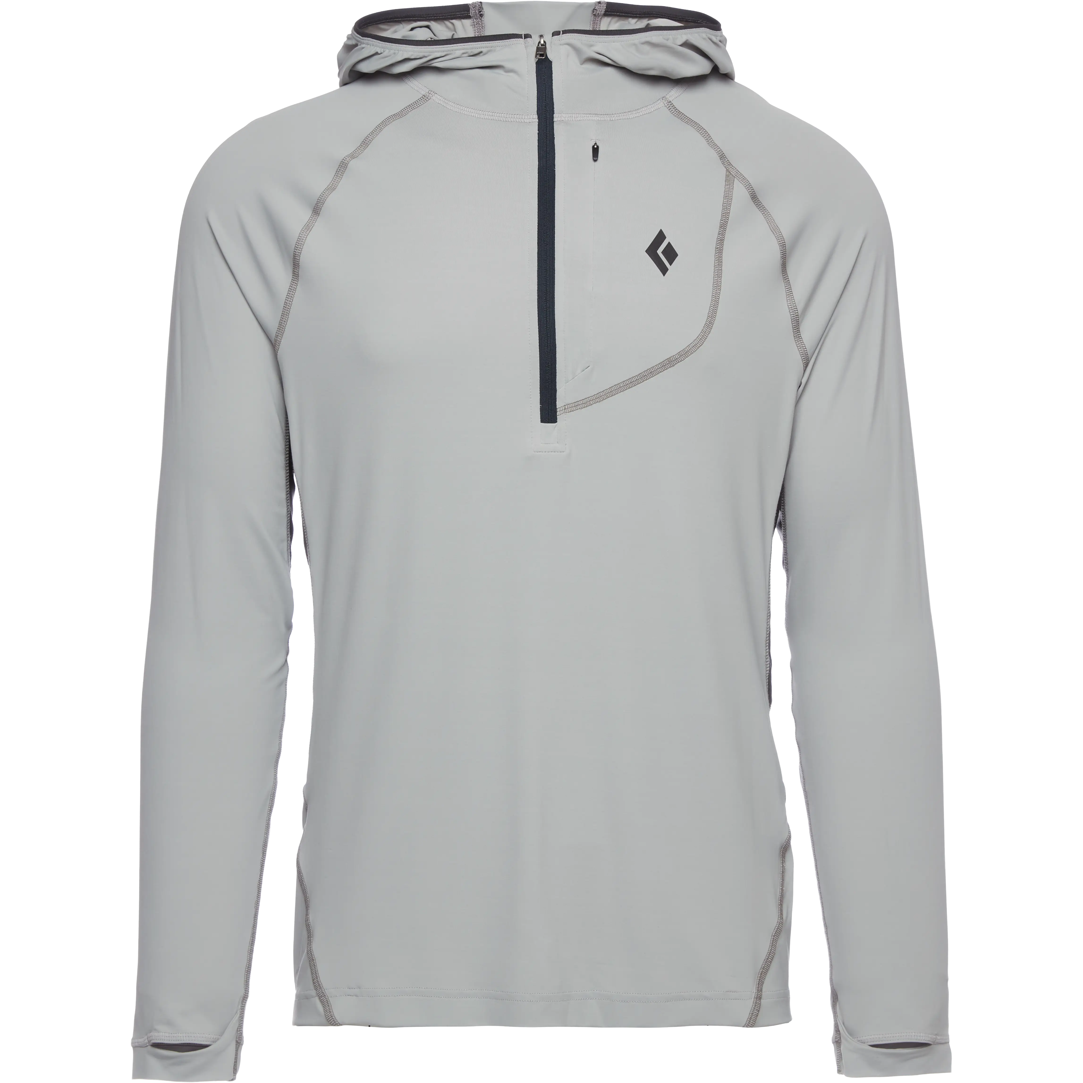 Black Diamond Alpenglow Pro Hoody Men herretrøje - Pewter - S - Langærmet T-shirts