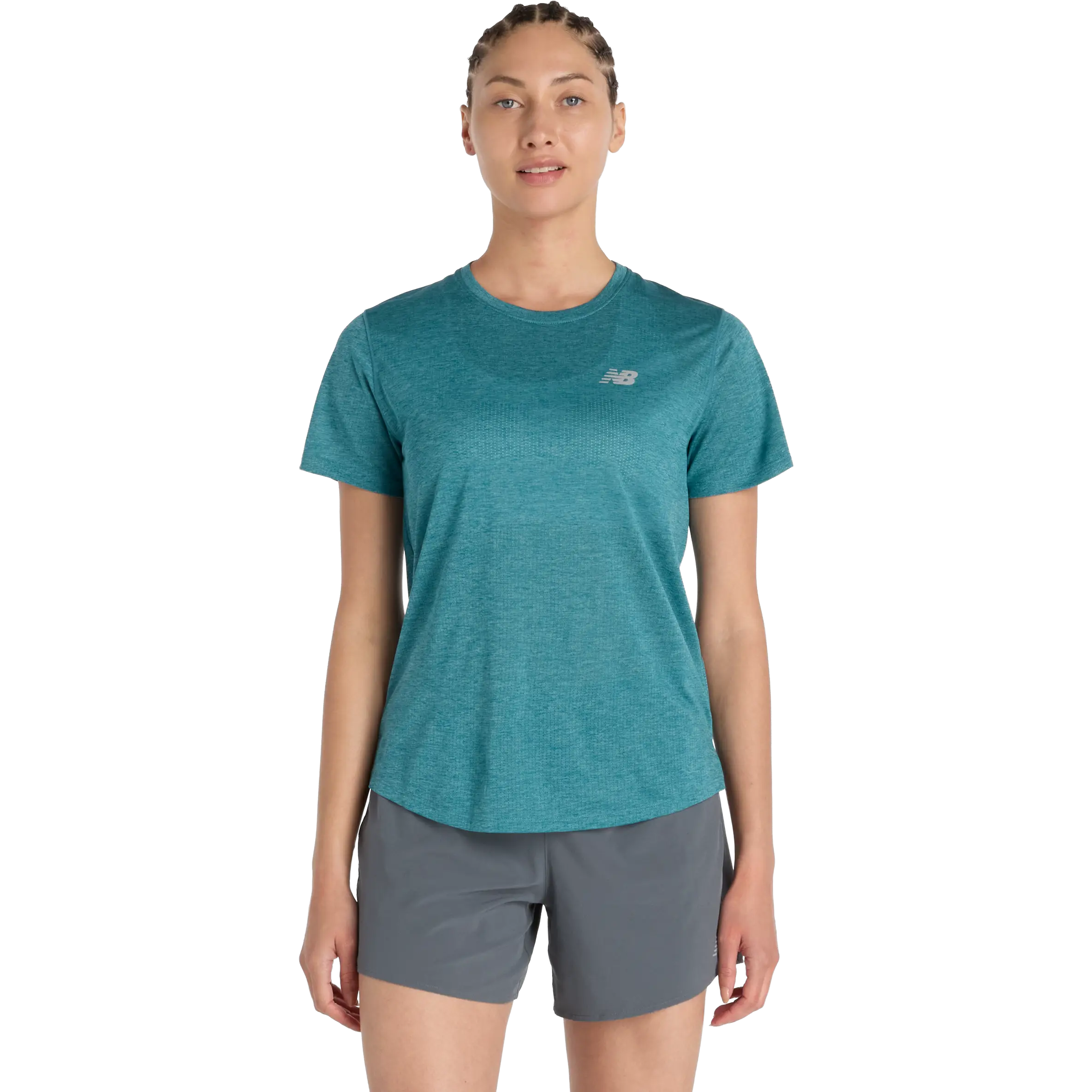 New Balance Athletics T-Shirt Women - Big Teal Heather - L - Løbe t-shirt
