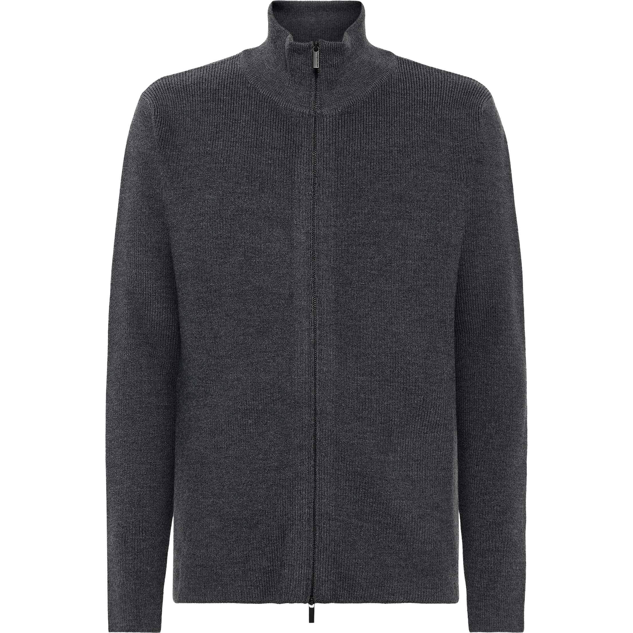 Knowledge Cotton Apparel Merino Full Zip Sweater Men - Dark Grey Melange - M - Uldtrøjer