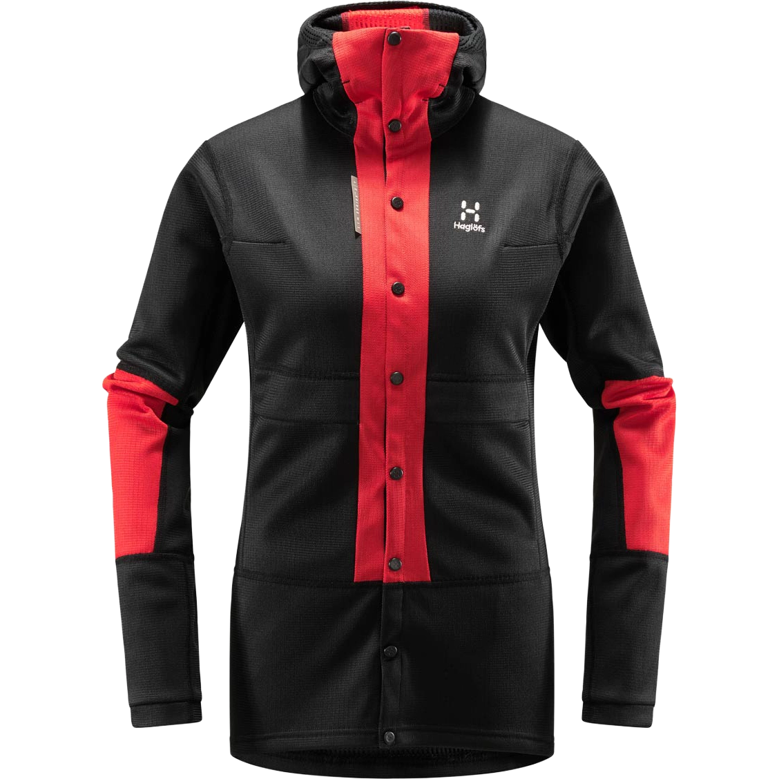 Haglöfs L.I.M ZT Sync 1 Mid Hood Women damefleece - True Black/Zenith Red - S - Fleecetrøjer