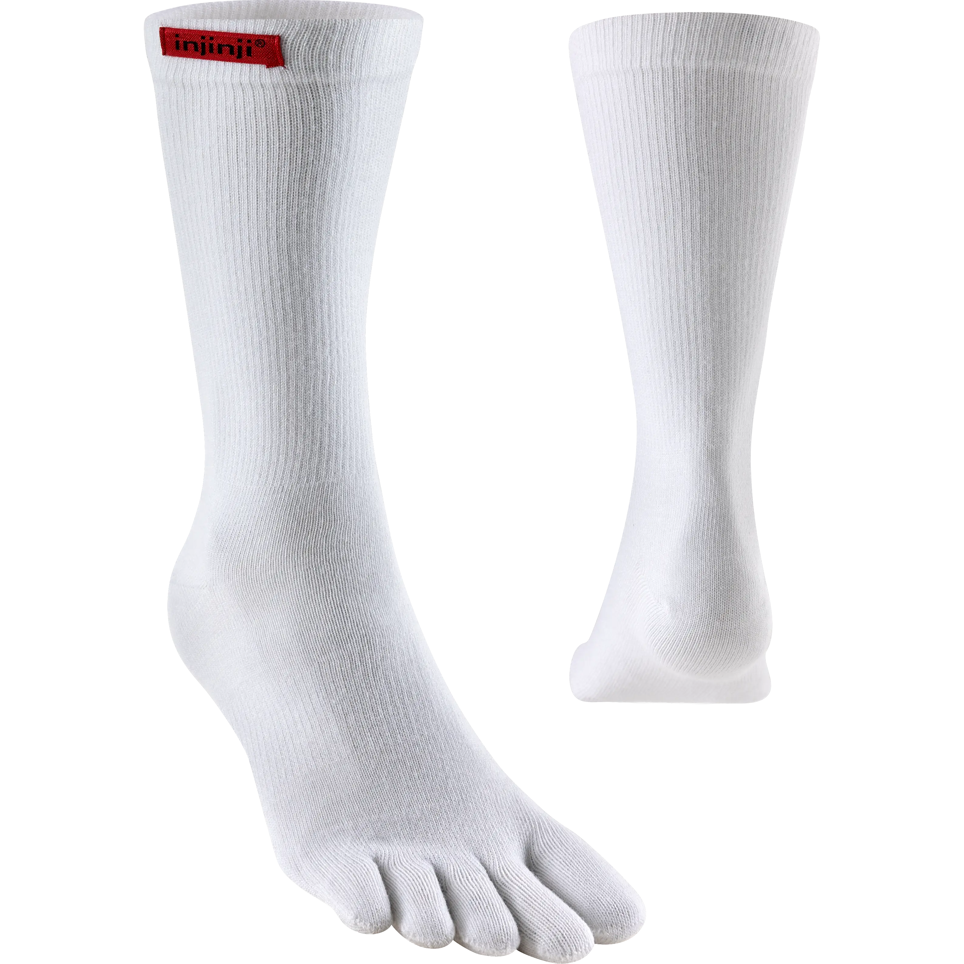 Injinji Sport Original Weight Crew - White - L/44,5-47 - Løbestrømper