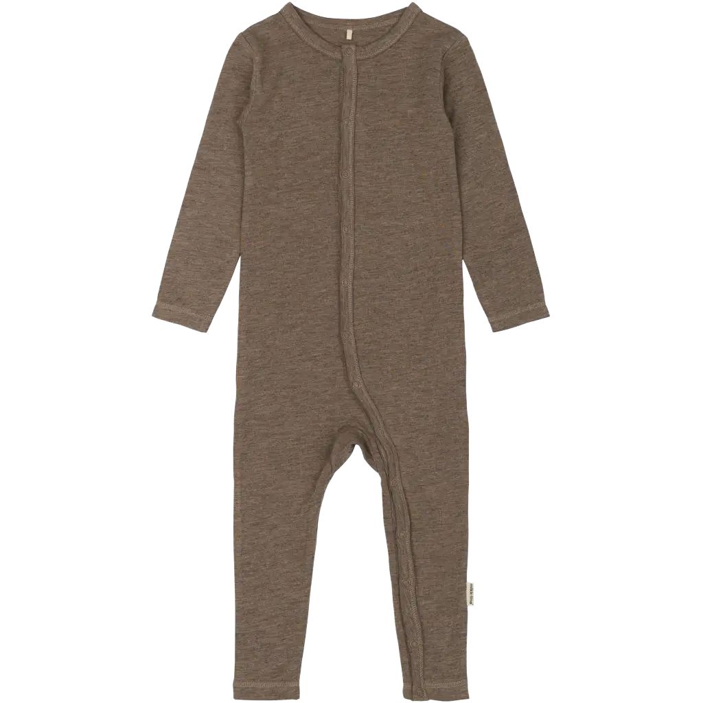 Mikk-Line Wool/Bamboo LS Suit heldragt - Melange Denver - 62 - Uldundertøj til børn