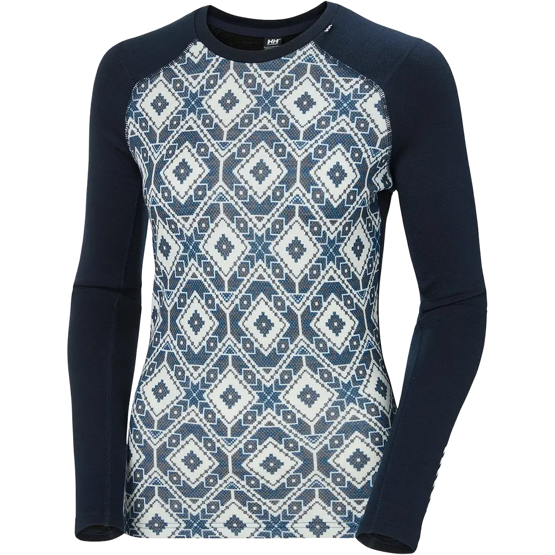 Helly Hansen Lifa Merino Midweight Graphic Crew Women undertrøje - Navy Star Pixel - Undertrøjer