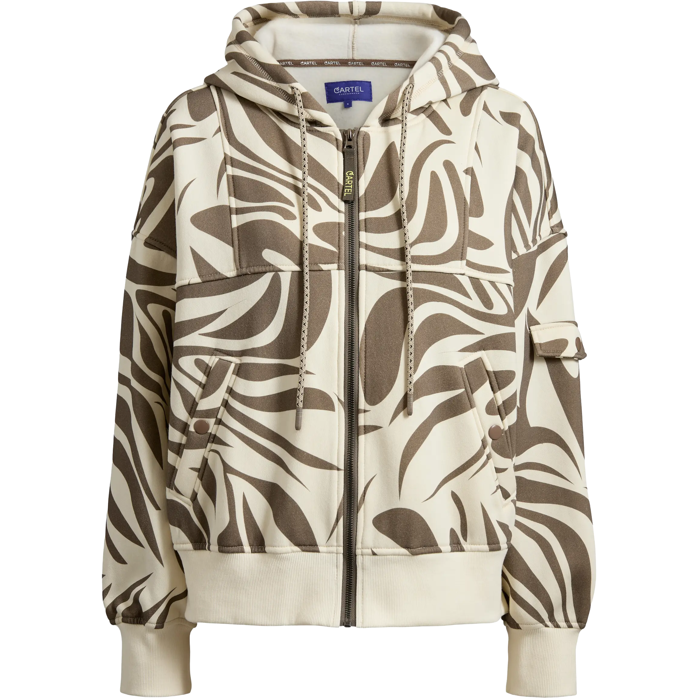 Copenhagen Cartel Roam Sweatshirt Zip Hooded Jacket Women - Zebra Hazel - M - Hættetrøje