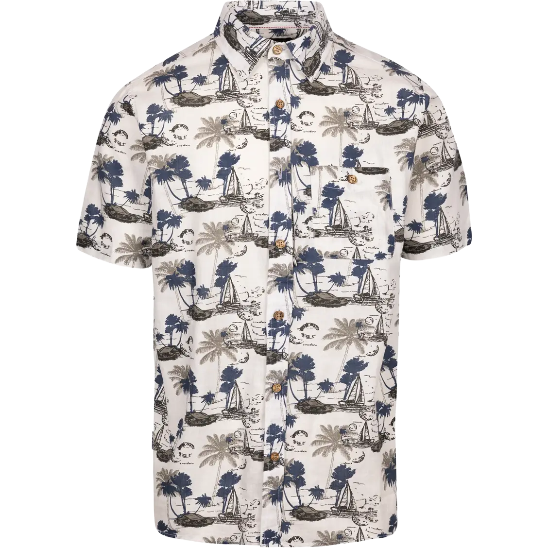 Trespass Frantom Casual Shirt SS Men - Off White Print - S - Kortærmet skjorter