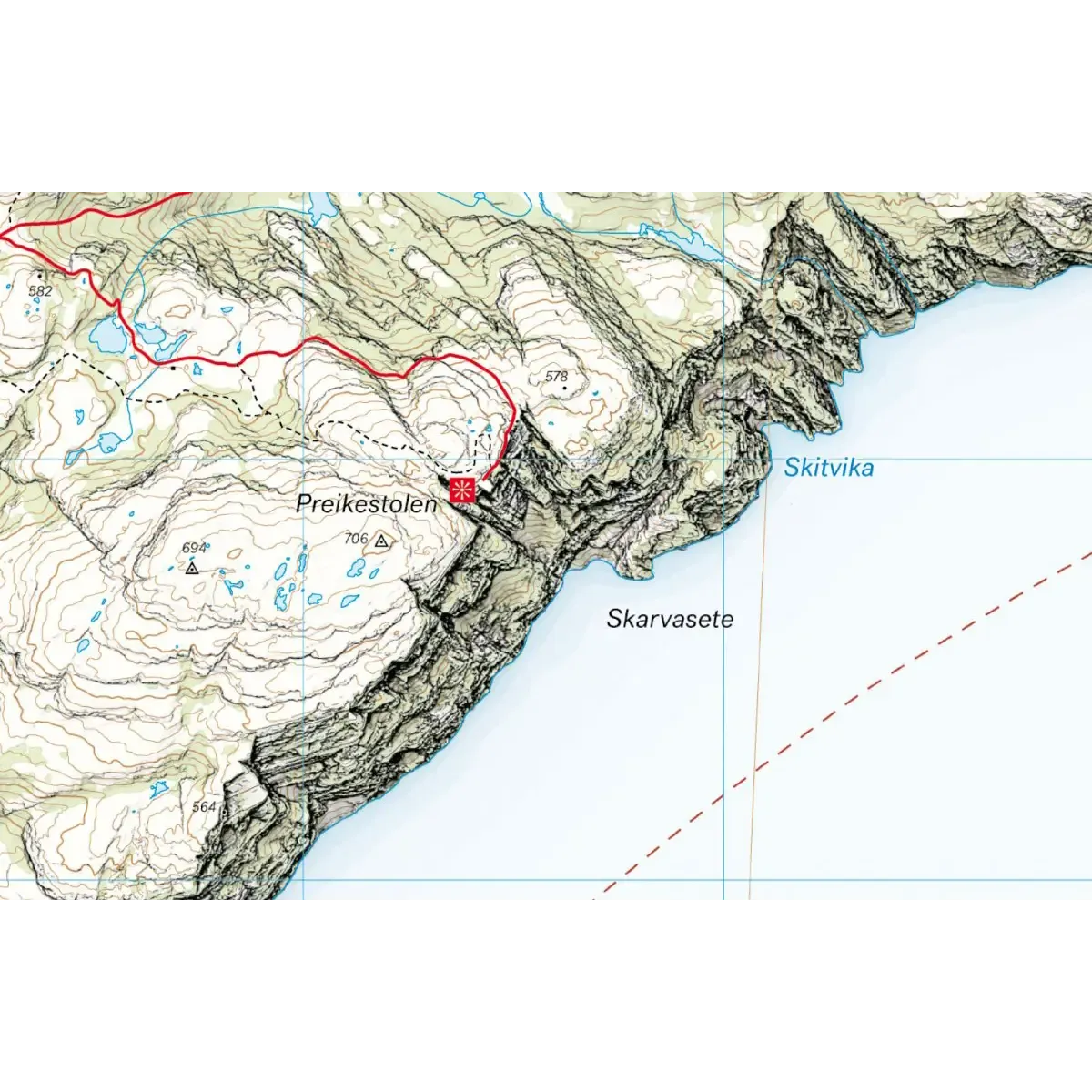 Høyfjellskart Preikestolen 1:20.000