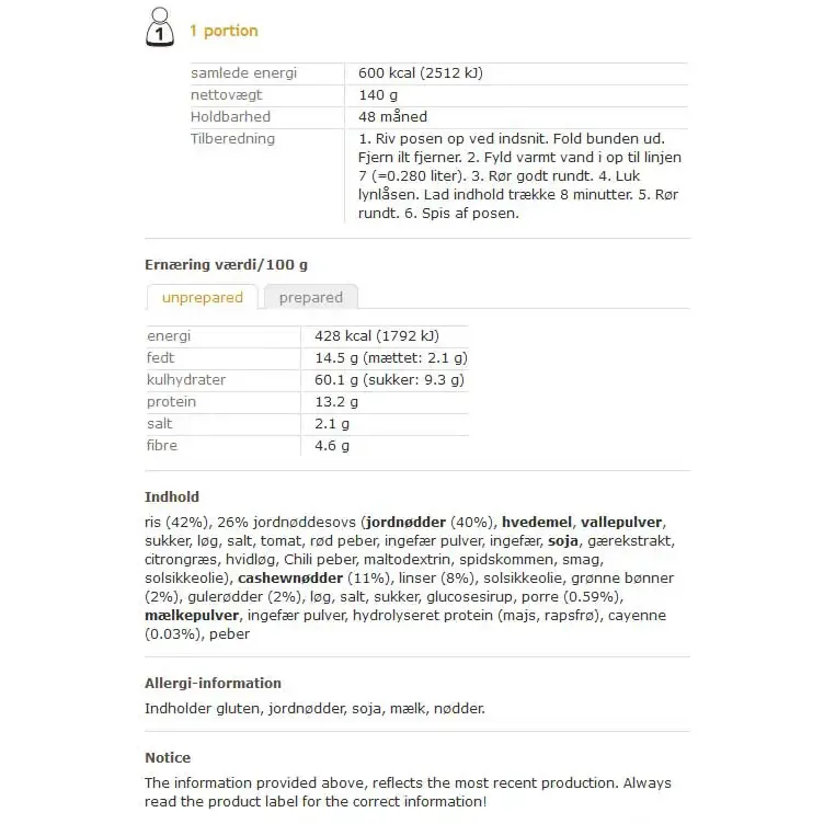 Cashew Nasi vegetarisk måltid