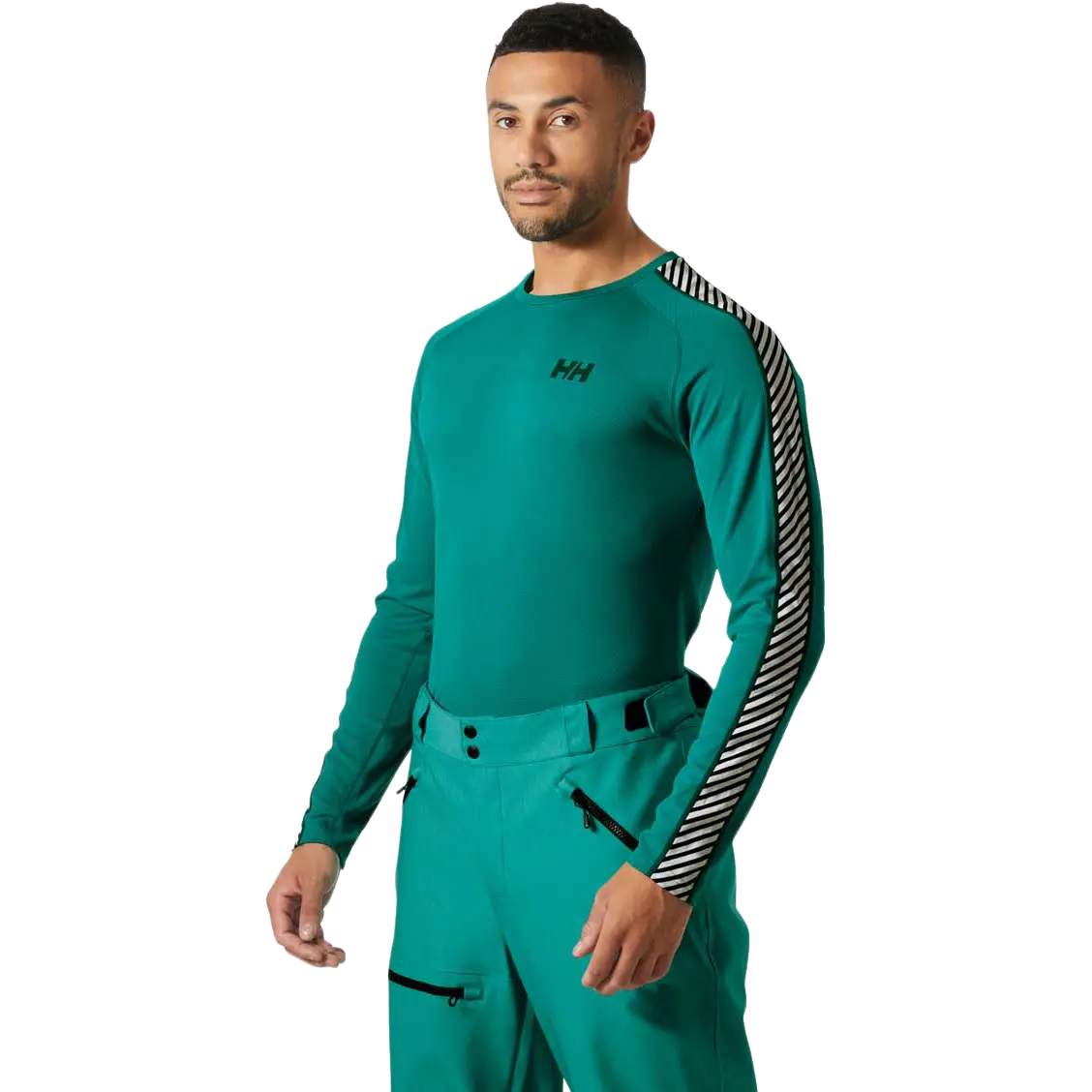 Helly Hansen Lifa Active Stripe Crew Men undertrøje - Green - L - Undertrøjer