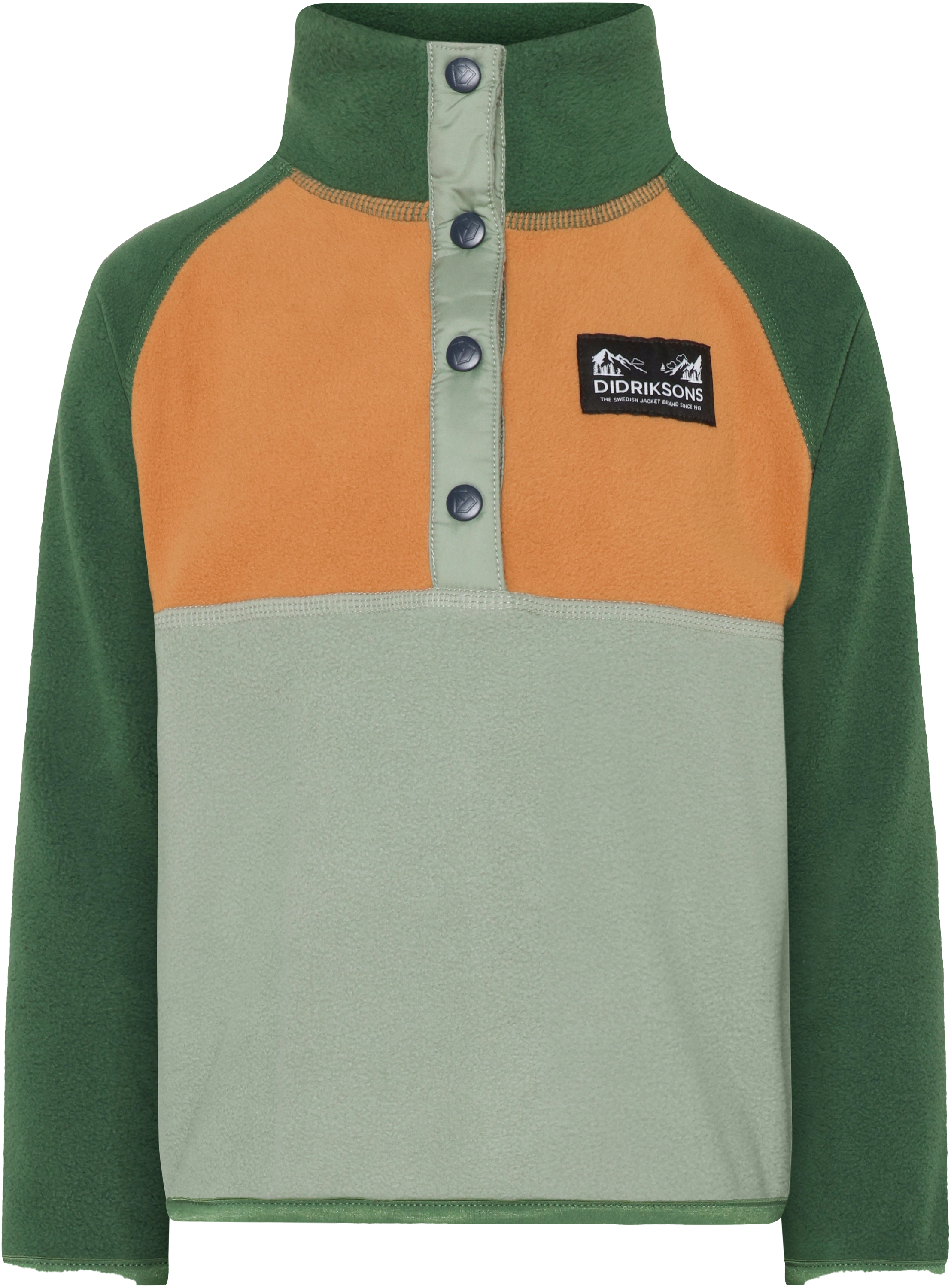 Didriksons Monte Kids Half Butt børnefleece - Light Moss - 100 cm - Fleecetrøjer til børn