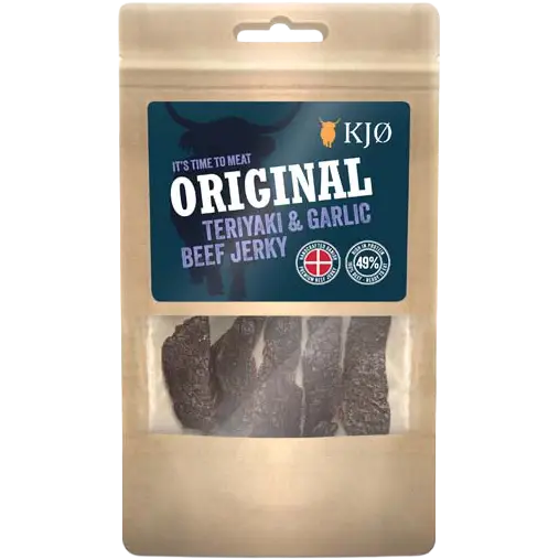 KJØ Teriyaki & Garlic Beef Jerky 25g - Brun;Sand - One size - Mad og drikke