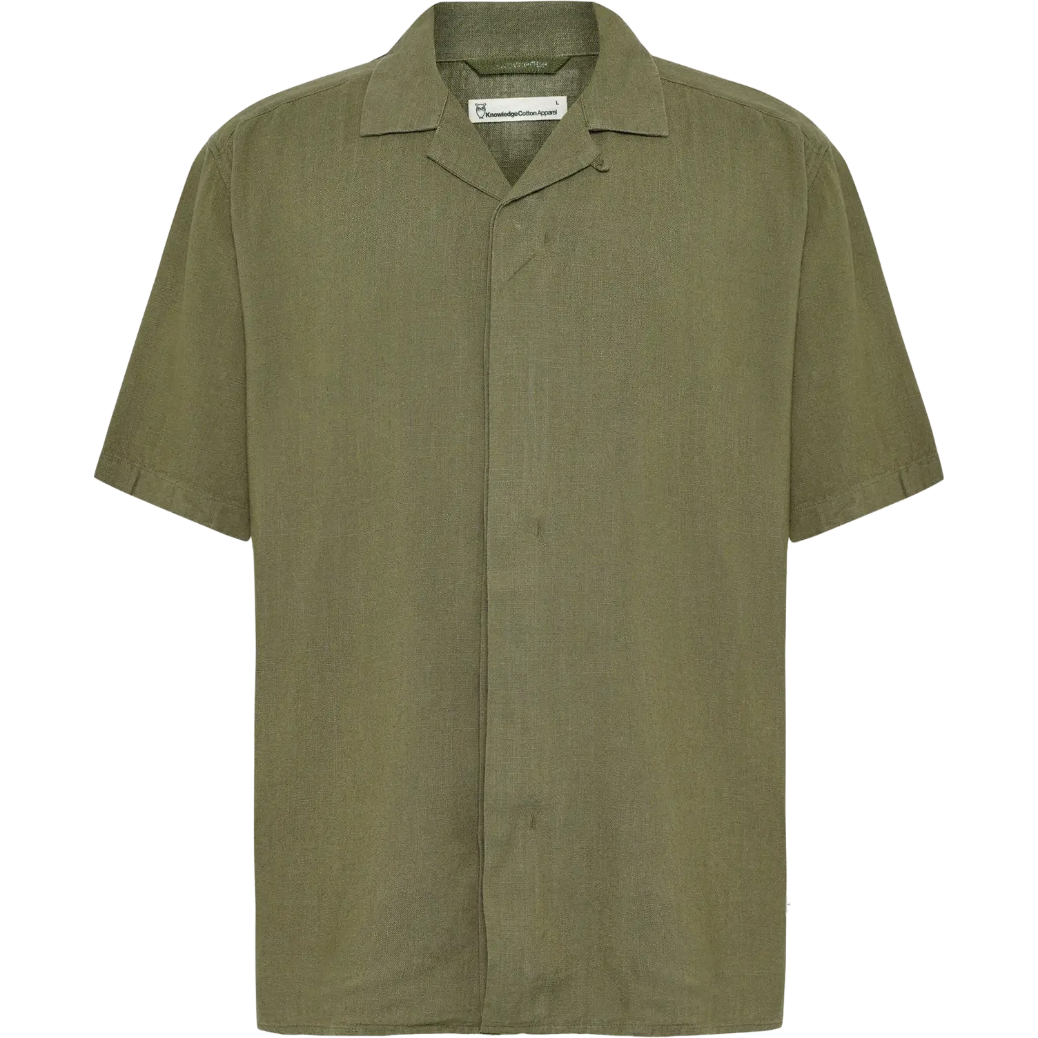 Knowledge Cotton Apparel Linen-Mix Shirt Men - Burned Olive - L - Kortærmet skjorter