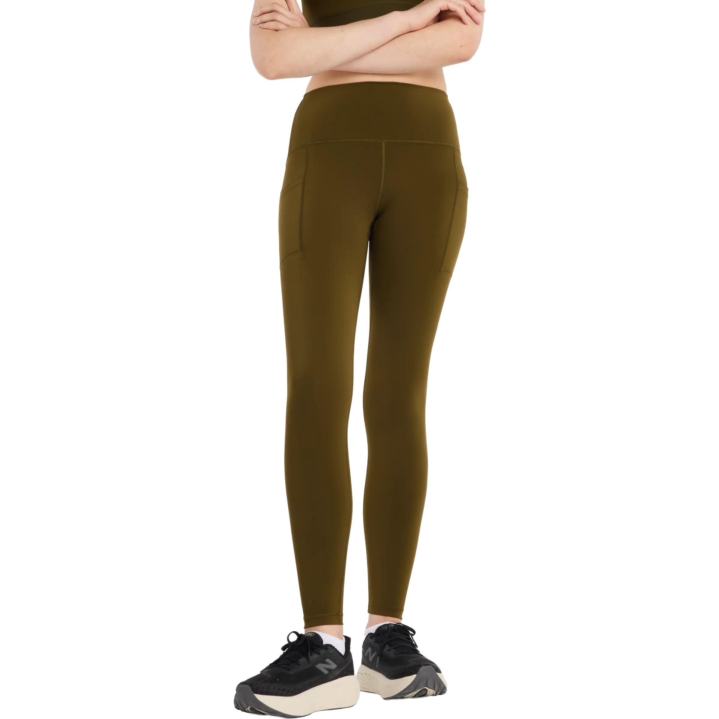 New Balance Sleek Pocket High Rise Legging 27'' Women tights - Woodland - M - Løbetights og bukser