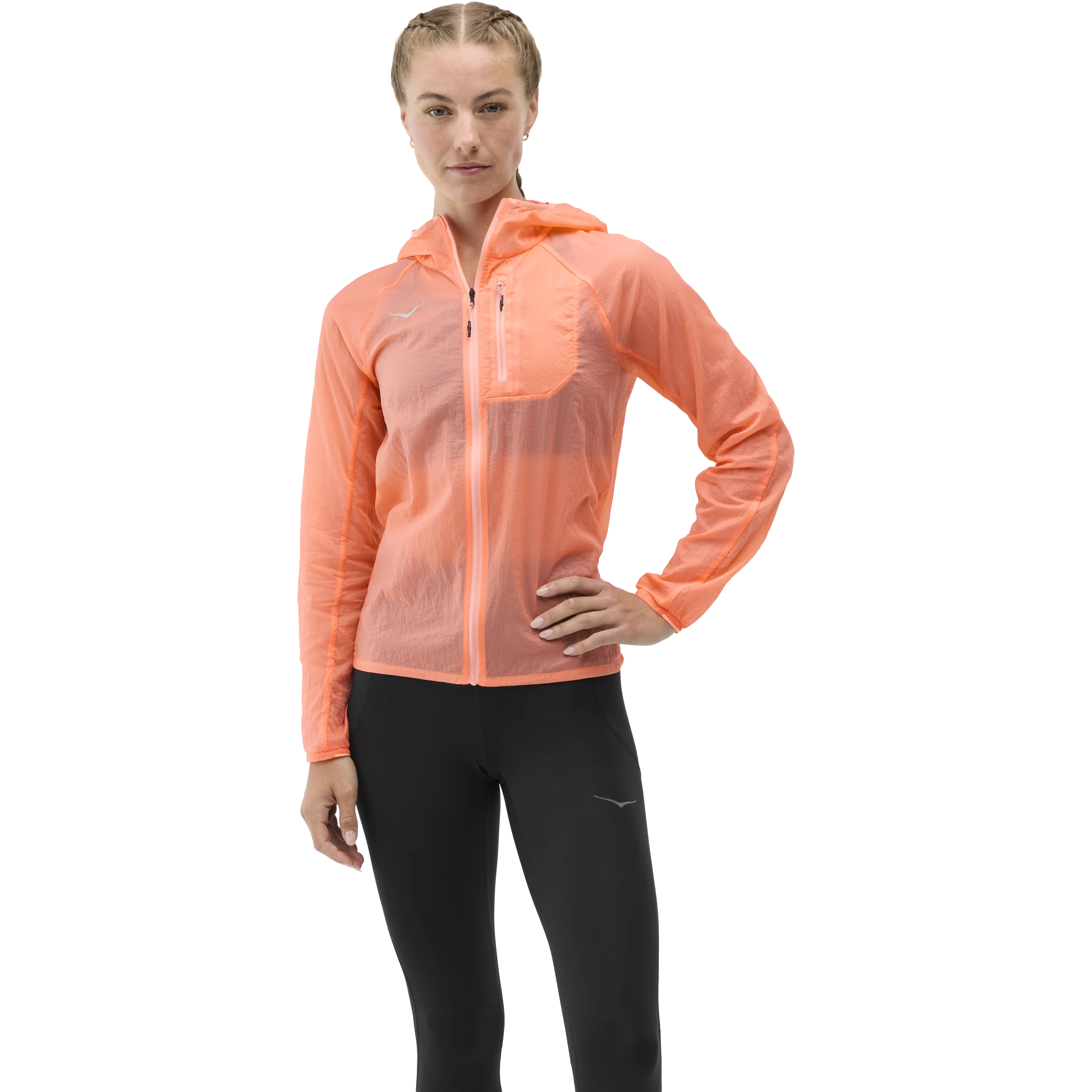 HOKA One One Skyflow Jacket Women - Neon Cantaloupe - L - Løbejakker