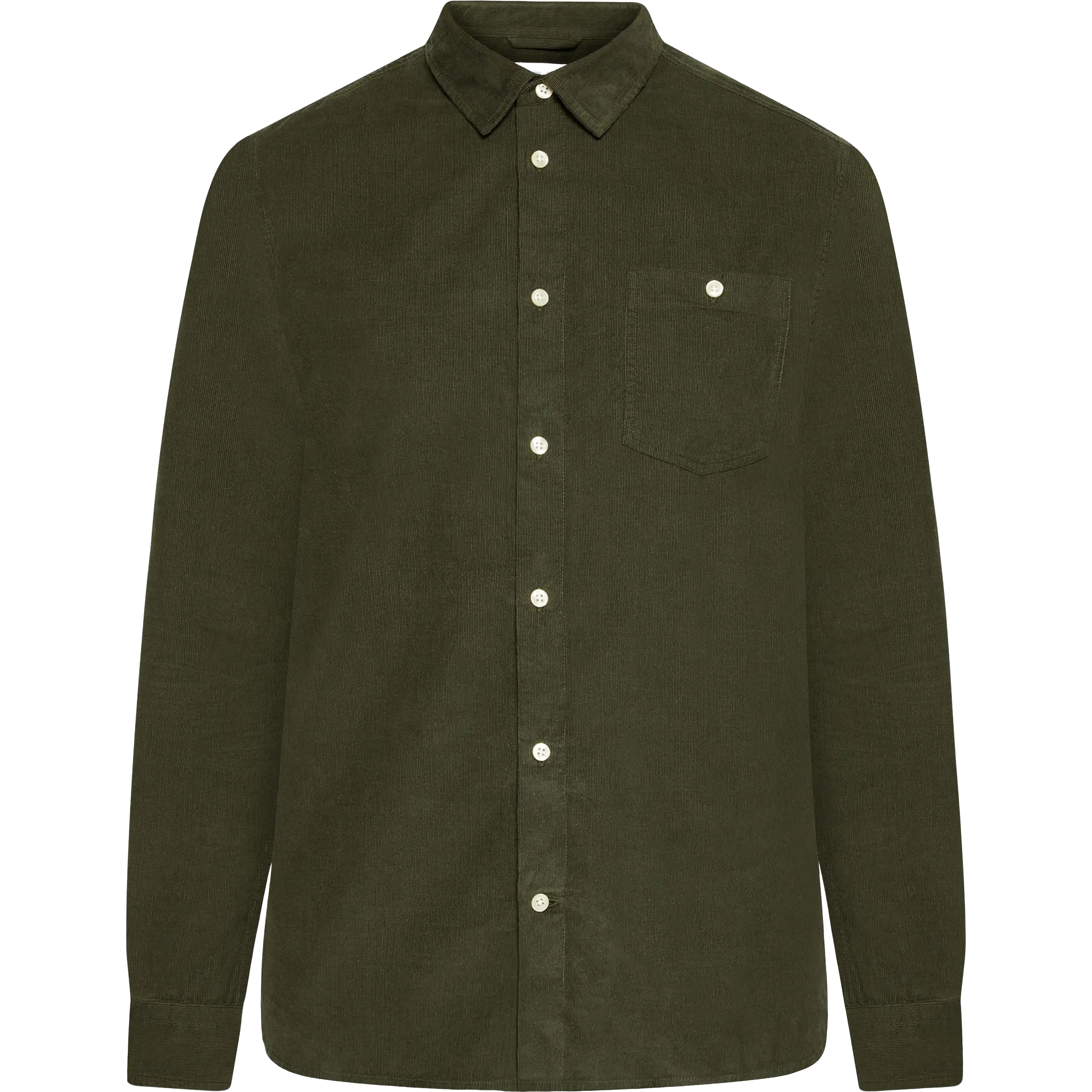 Knowledge Cotton Apparel Corduroy Shirt Men - Forrest Night - M - Langærmet skjorter