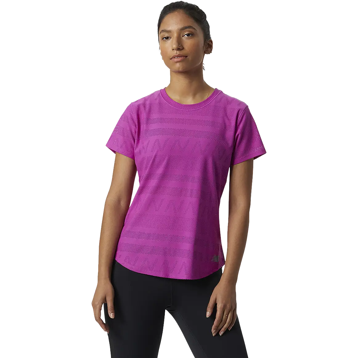 New Balance Q Speed Jacquard Short Sleeve Women løbe-T-shirt - Magenta Pop - XS - Kortærmet T-shirts