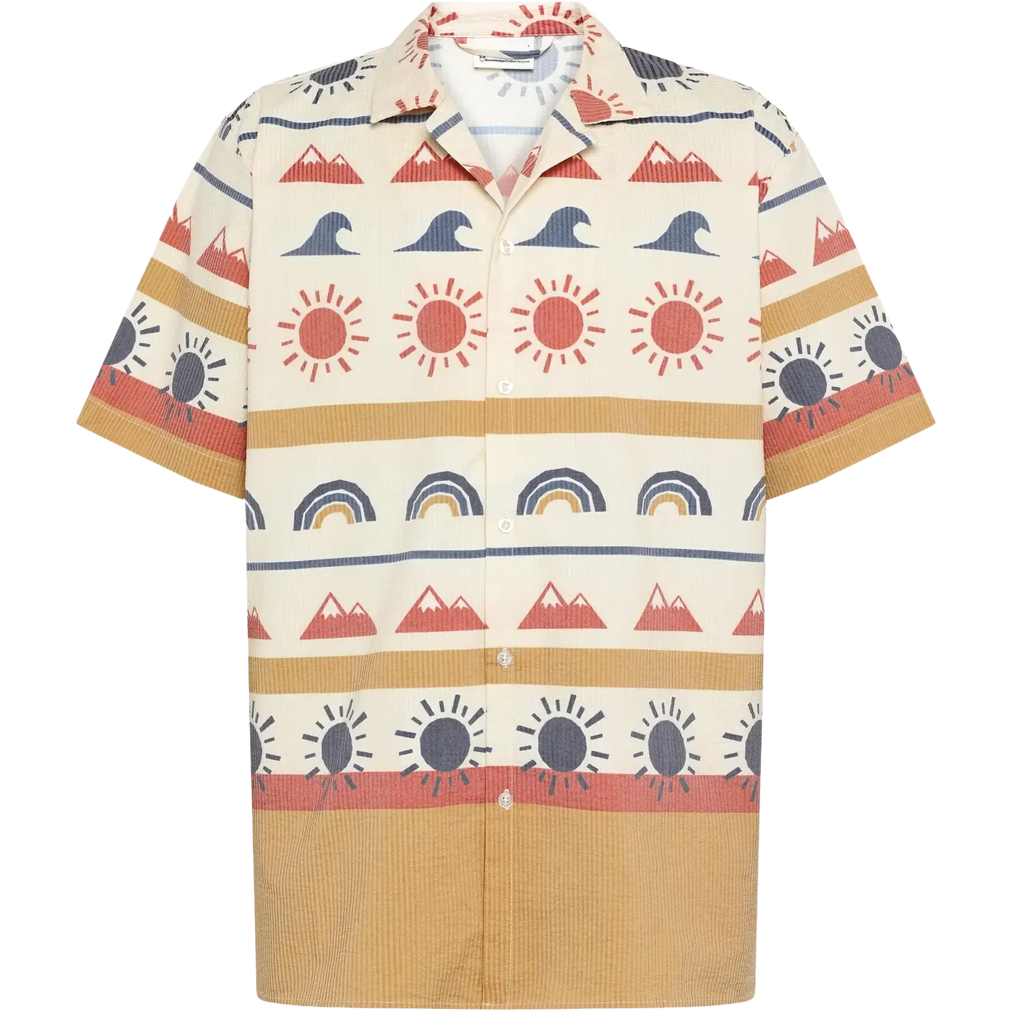 Knowledge Cotton Apparel Box Fit Short Sleeved AOP Seersucker Shi - Multi Color AOP - M - Kortærmet skjorter