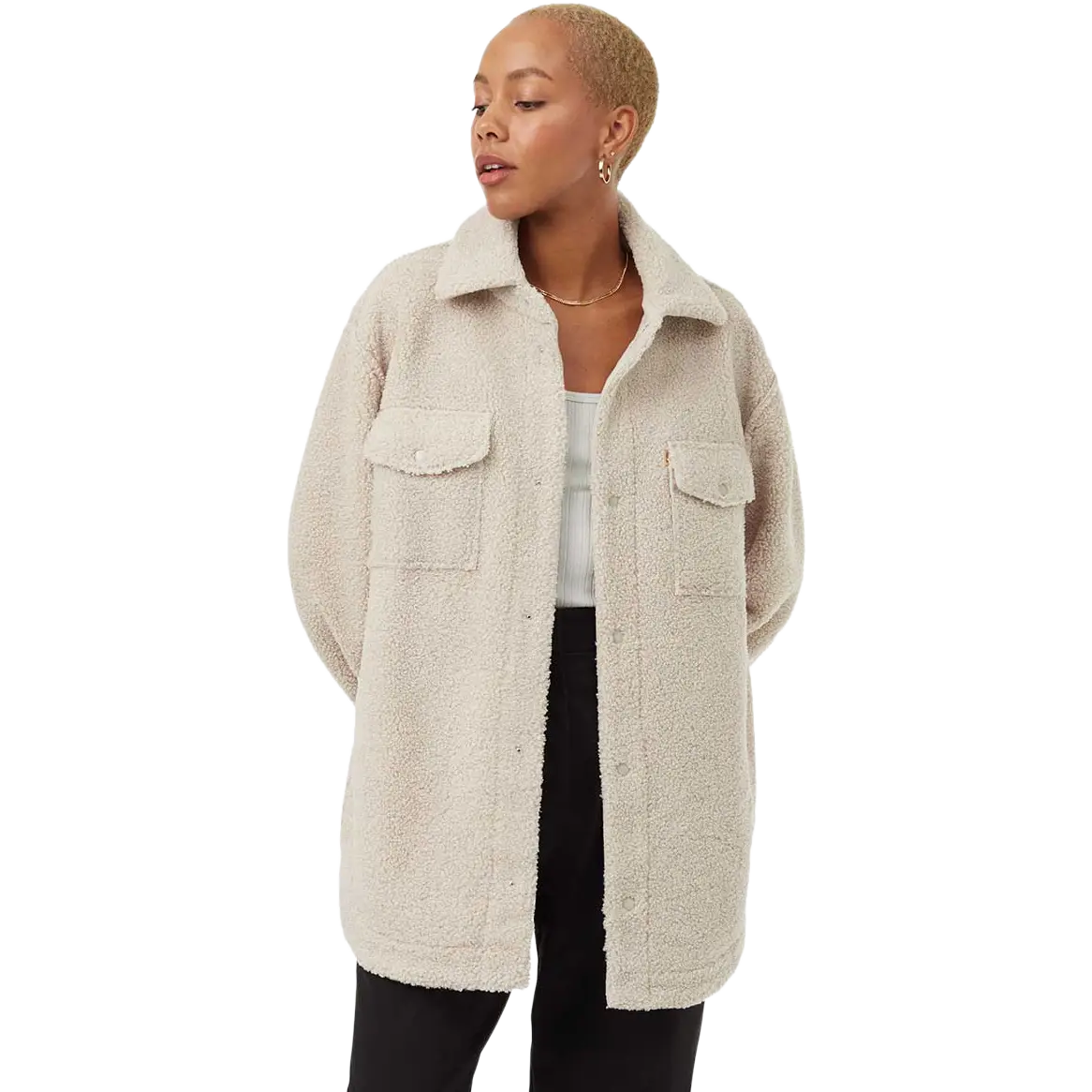 Tentree Recycled Boucle Fleece Jacket Women damejakke - Pale Oak - S - Fleecejakker