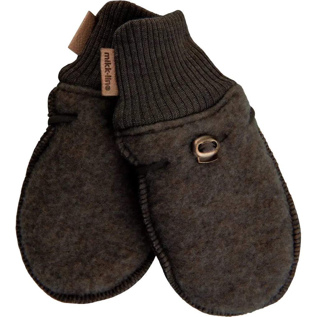 Mikk-Line Wool Mittens babyluffer - Dark Brown Melange - 50/56