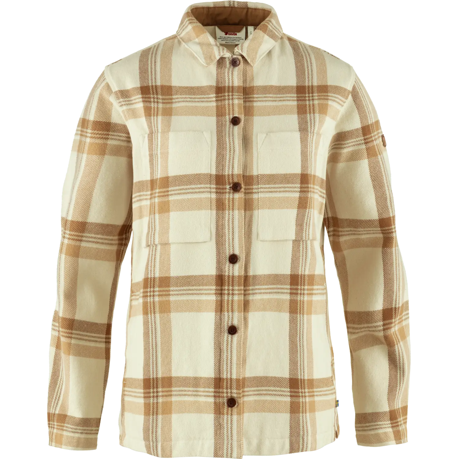 Fjällräven Singi Flannel Overshirt Women jakke/skjorte - Chalk White/Dune Beige - L - Langærmet skjorter