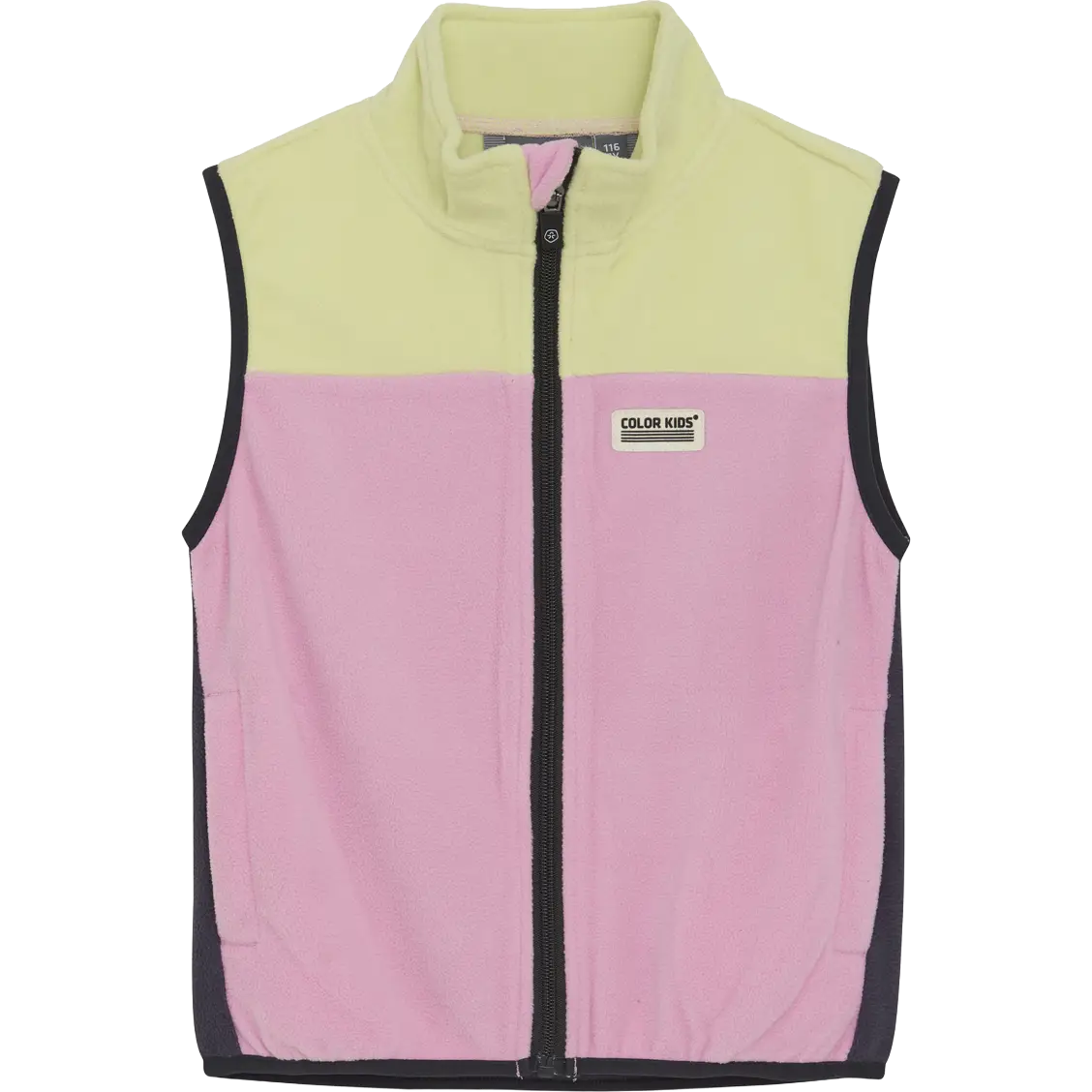 Color Kids Fleece Waistcoat Colorblock - Bonbon - 164 - Fleecetrøjer til børn