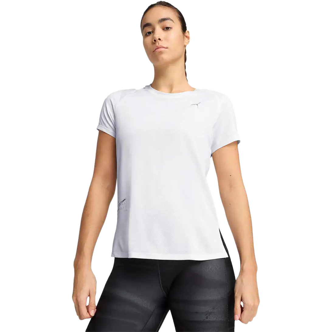 Puma Run Graphic Mesh Tee Women - PUMA White - L - Løbe t-shirt