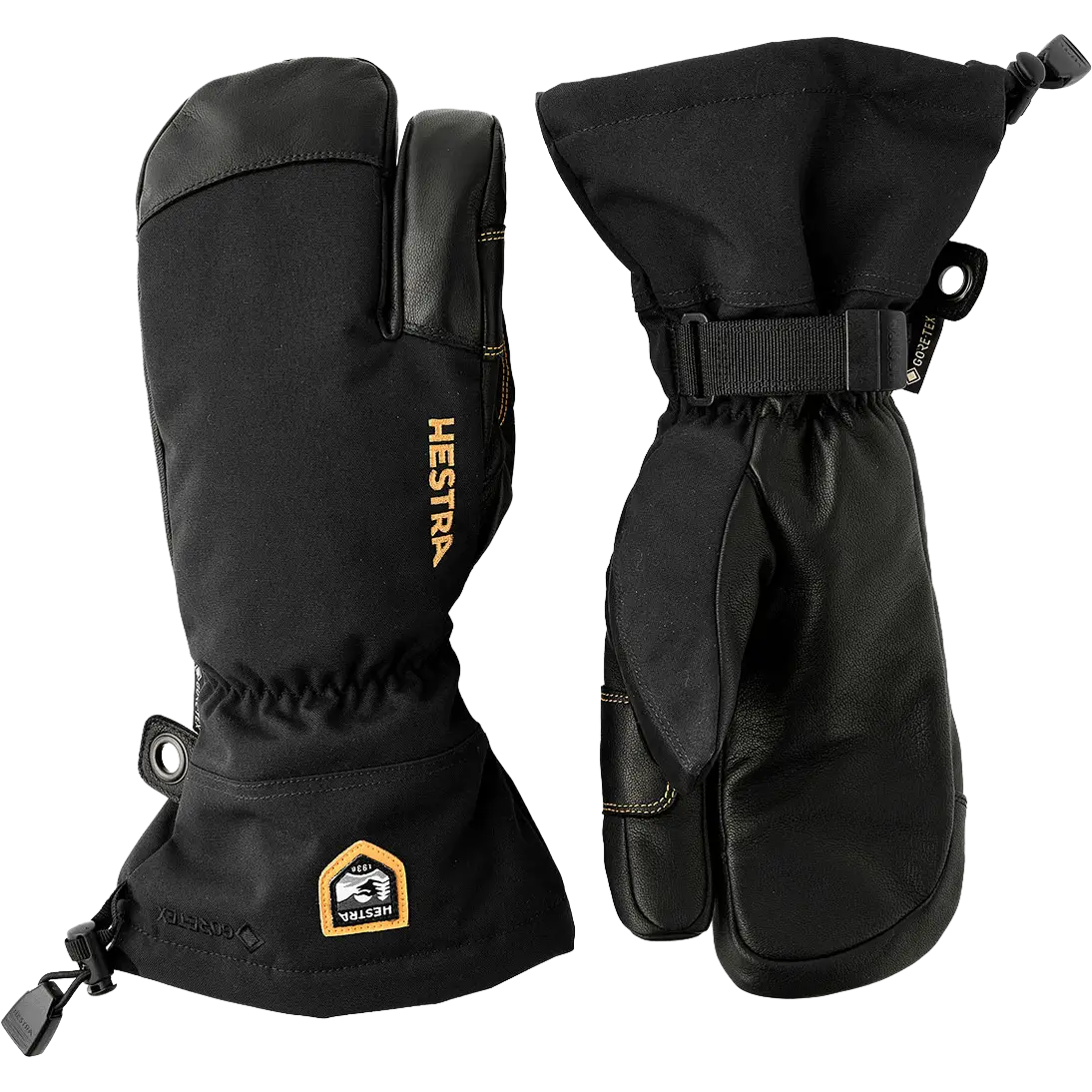 Hestra Army Leather GTX 3-Finger skihandsker - Black/Black - 6