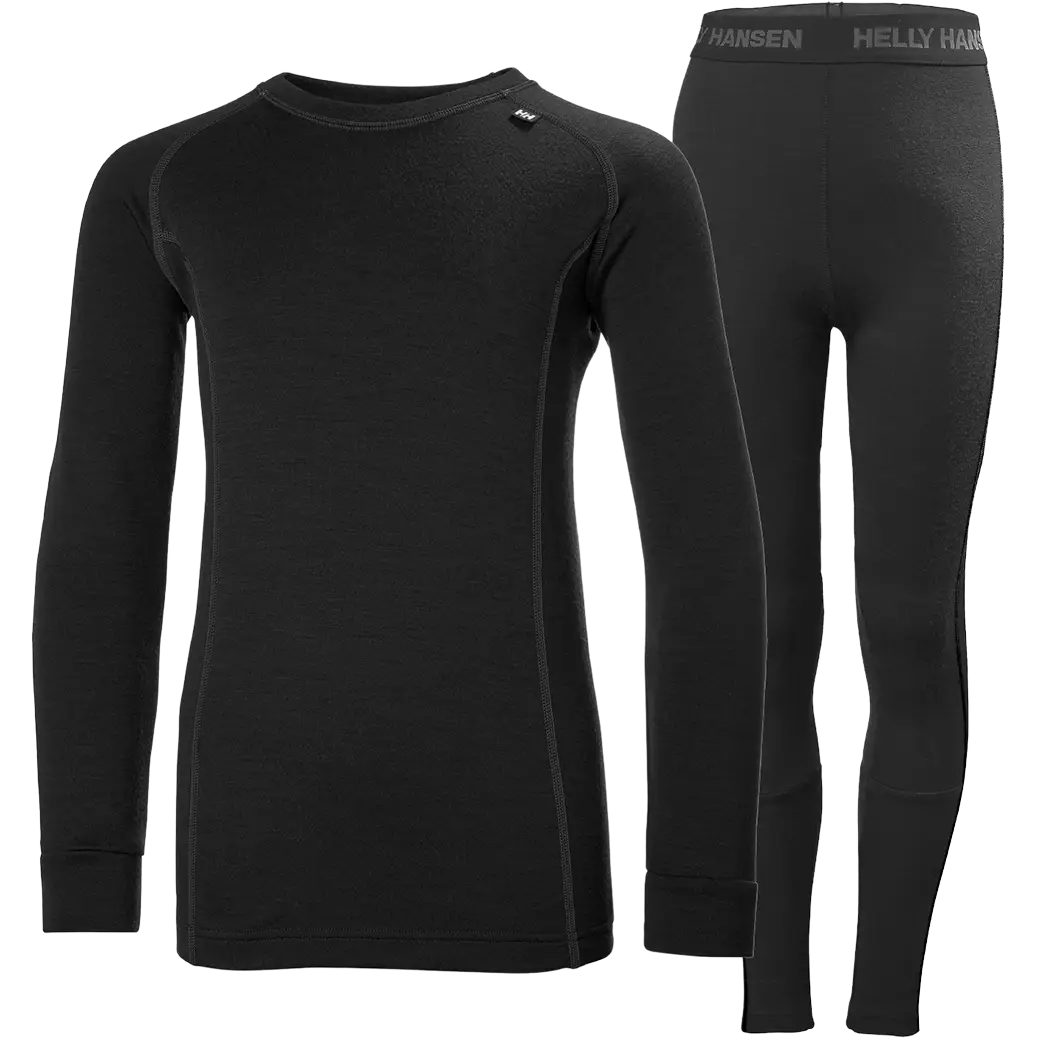 Helly Hansen Jr. Lifa Merino Midweight Set juniorundertøj - Black - 164/14 år - Uldundertøj til børn