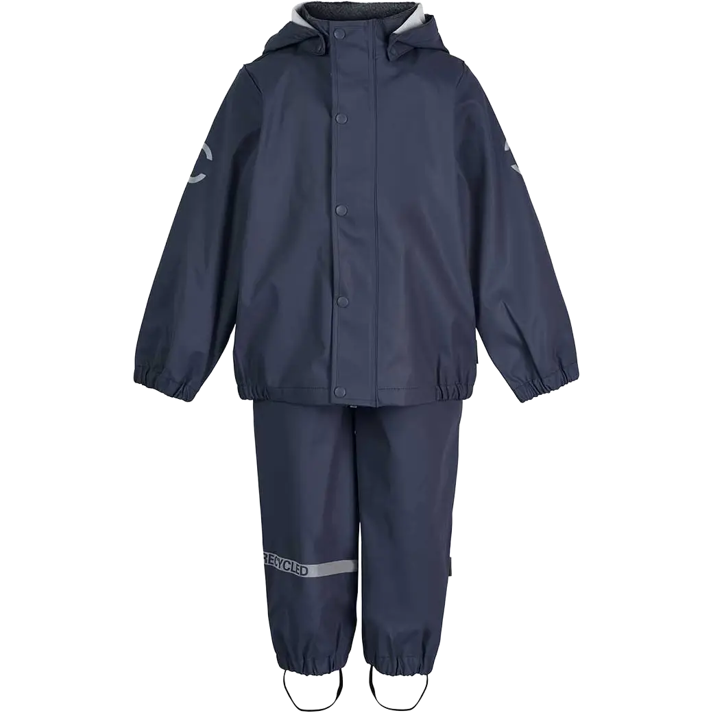Mikk-Line PU Rain Set w/Suspenders Recycled regnsæt - Blue Nights - 86 - Regnsæt til børn