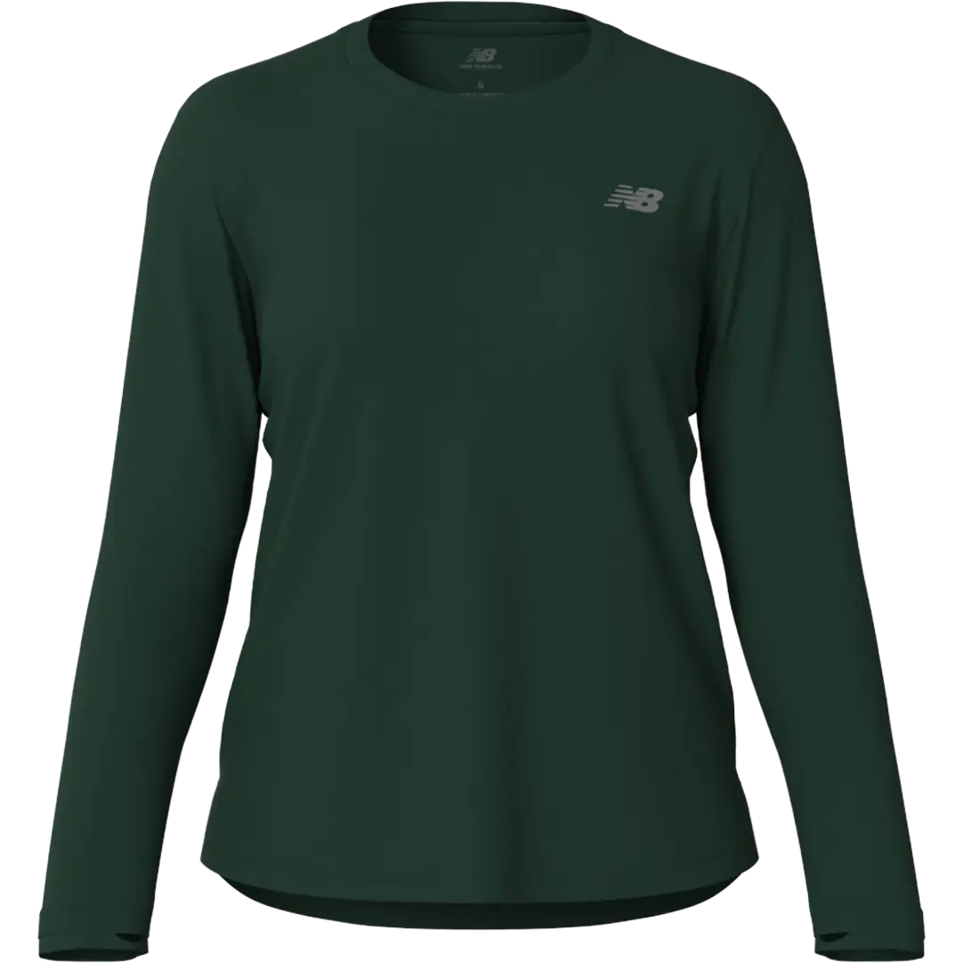 New Balance Athletics Long Sleeve Women - Night Watch Green Heather - L - Løbetrøjer
