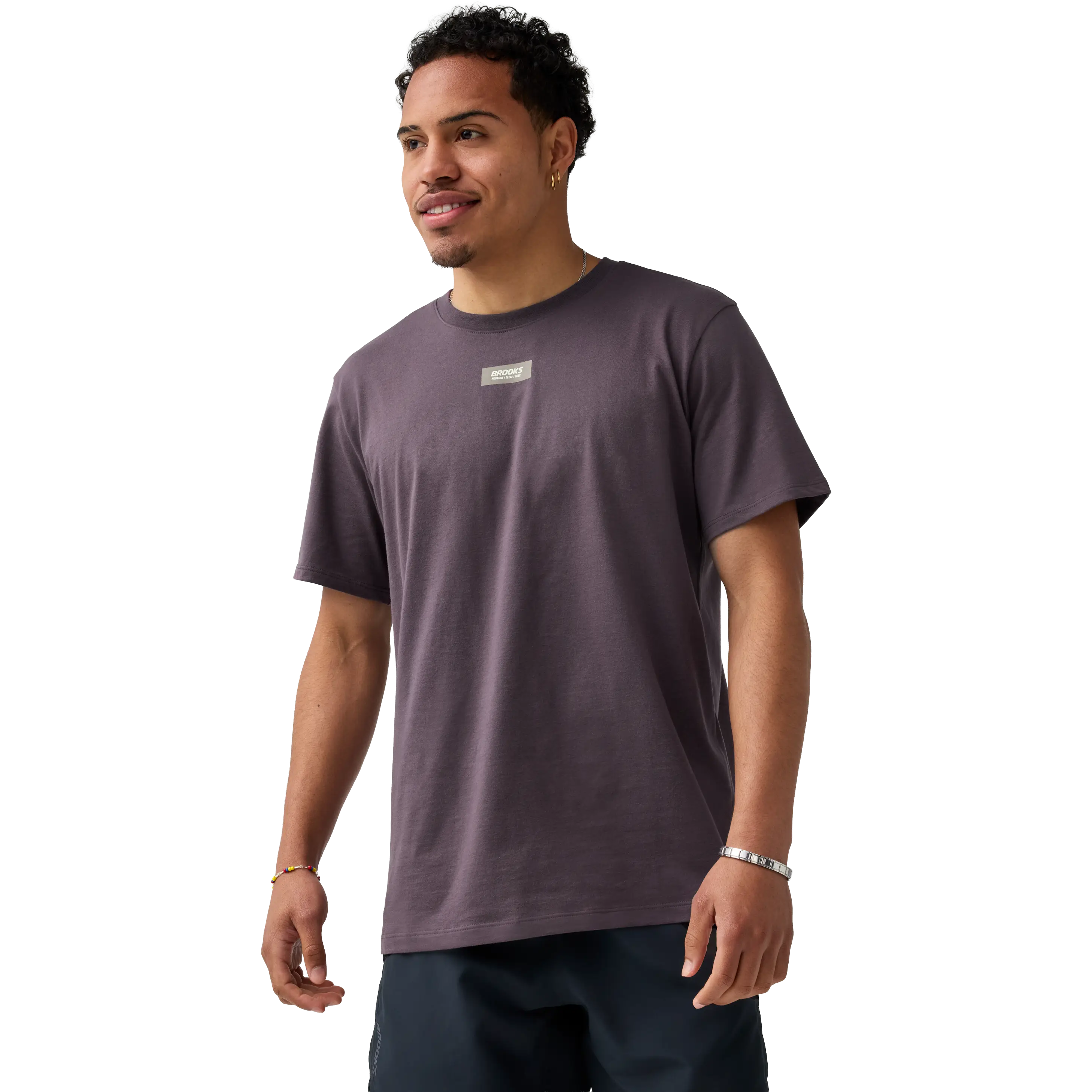 Brooks Graphic Short Sleeve Men - Dk Russet/Atomic Blue - XL - Løbe t-shirt