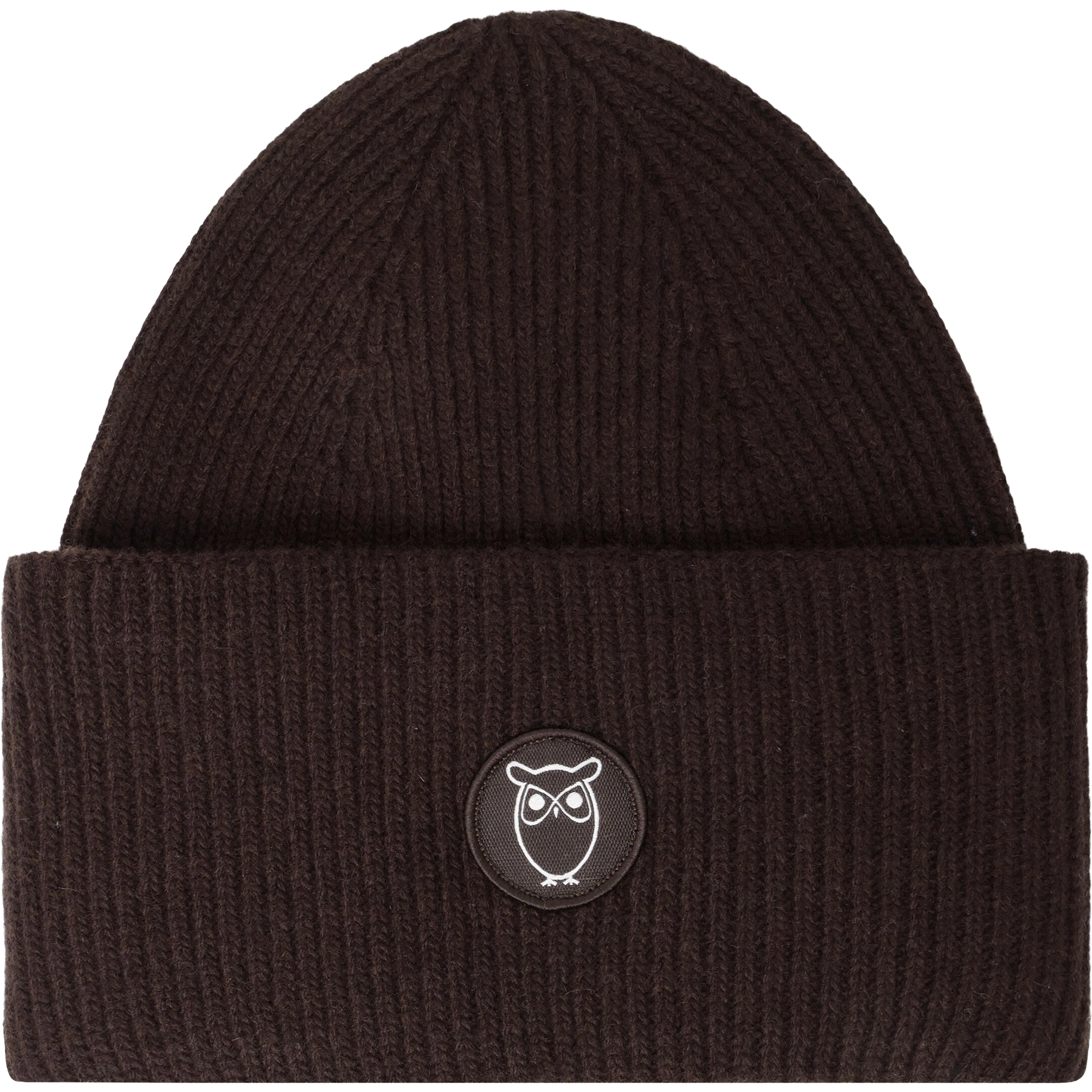 Knowledge Cotton Apparel Wool Badge Beanie Women - Chocolate Torte - One size