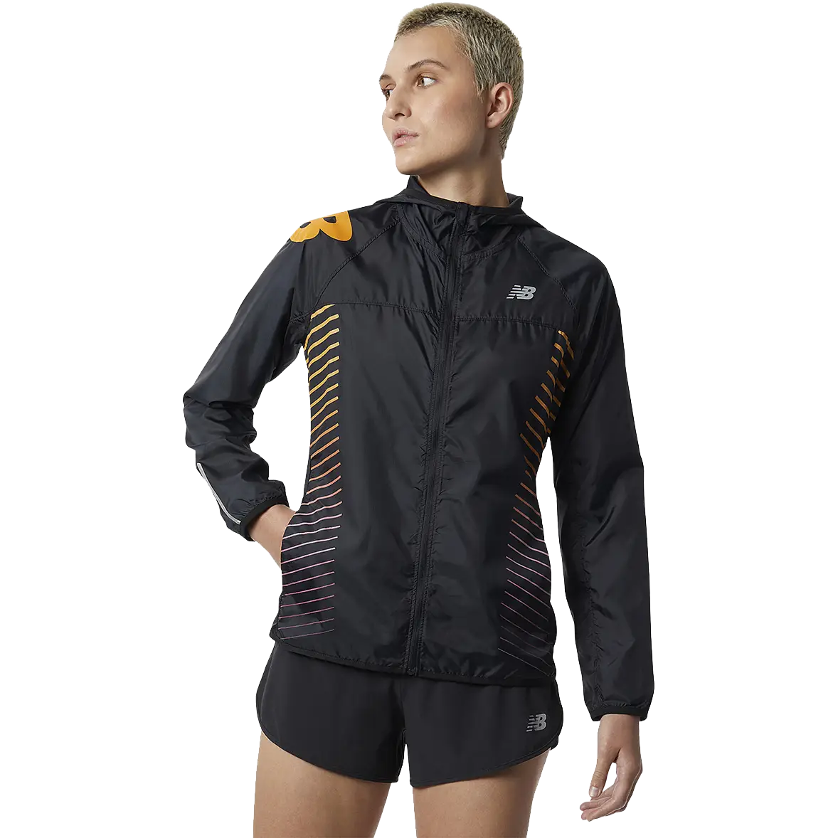 New Balance Reflective Accelerate Windcheater Jacket Løbejakke - Black Multi - XS - Løbejakker