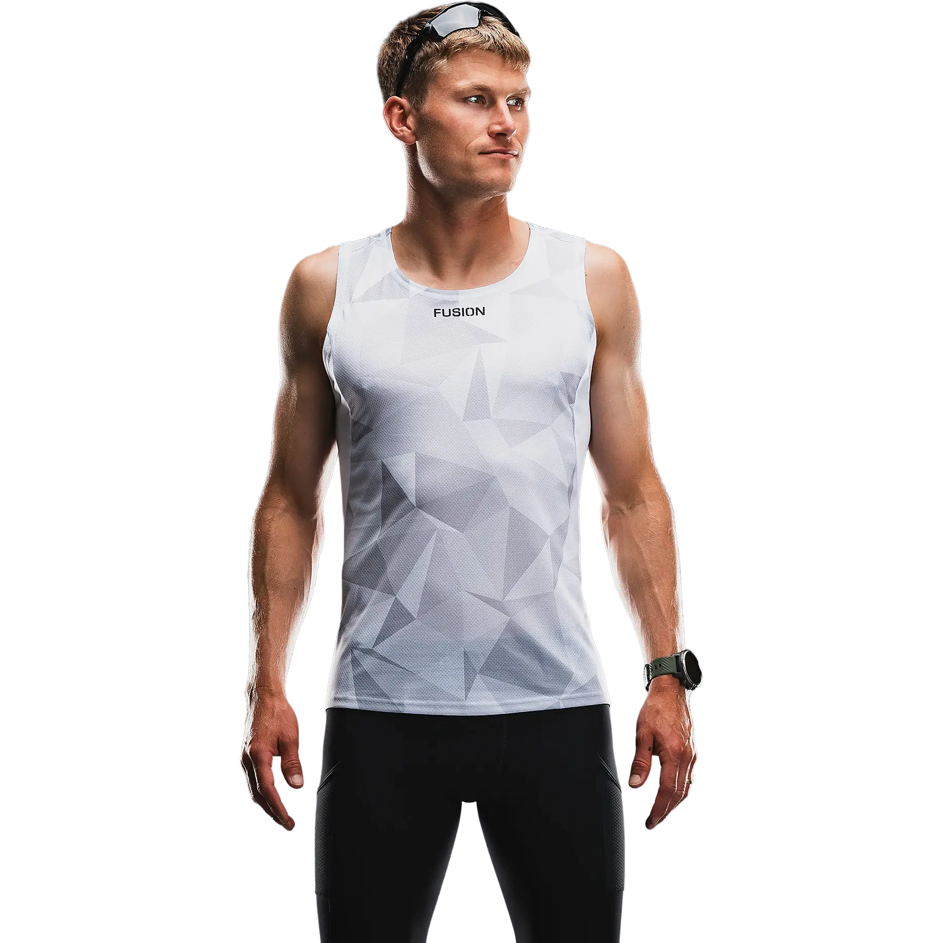 Fusion TEMPO! Run Singlet - White/Grey - XL - Løbetoppe
