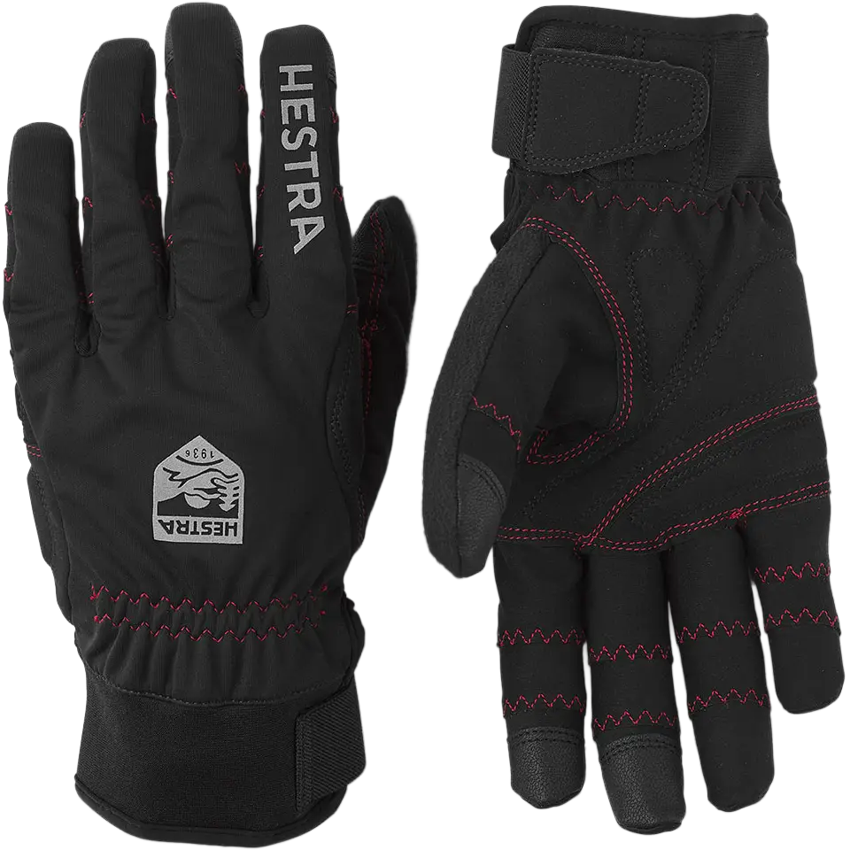 Hestra Ergo Grip Long 5 Finger cykelhandske - Black/Black - 10 - Handsker