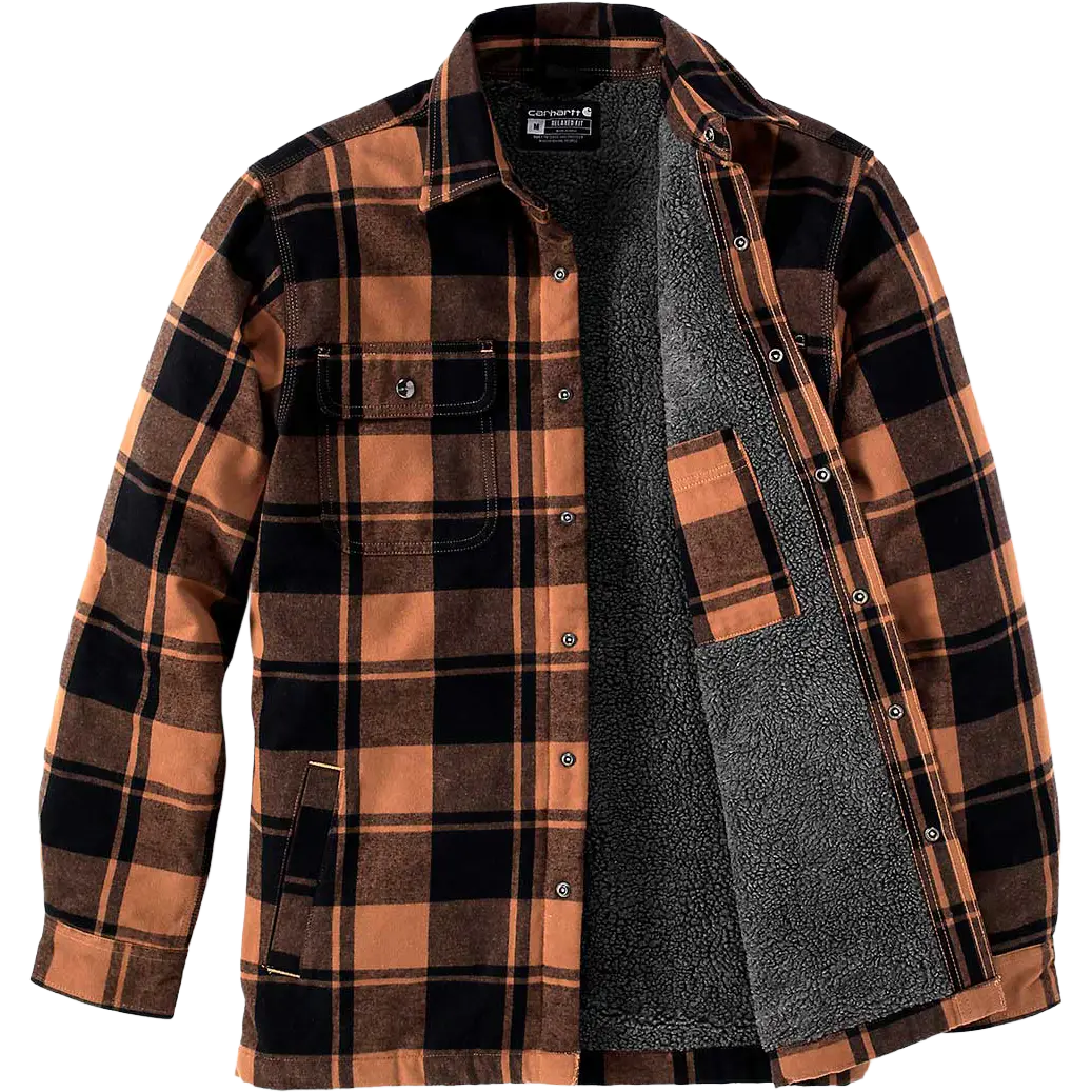Carhartt Flannel Sherpa-Lined Shirt Jacket Men skjorte/jakke - Carhartt Brown - S - Jakker