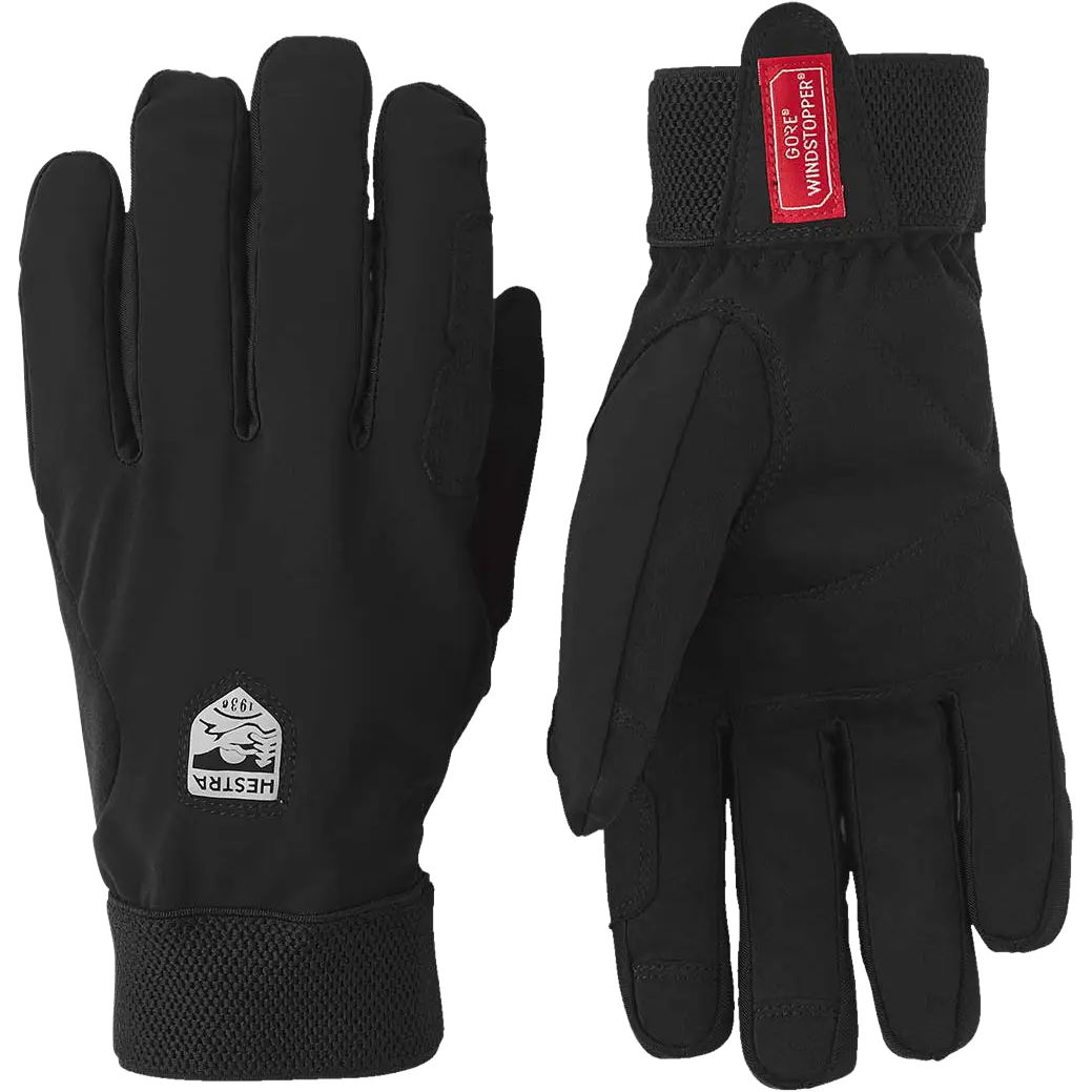 Hestra Windstopper Tracker 5 finger handsker - Black/Black - 7