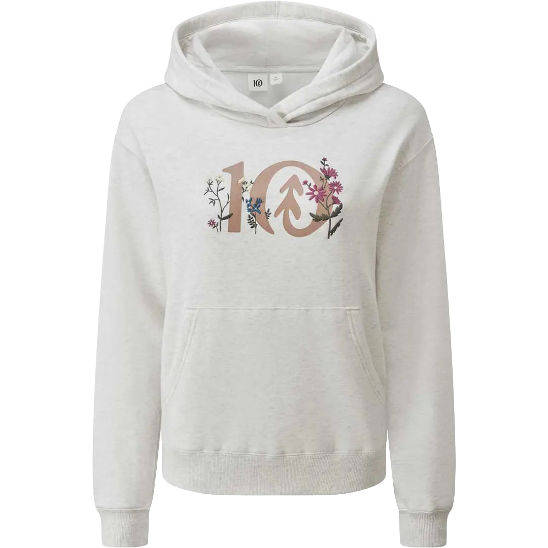 Tentree Floral Logo Hoodie Women hættetrøje - Elm White Heather - S