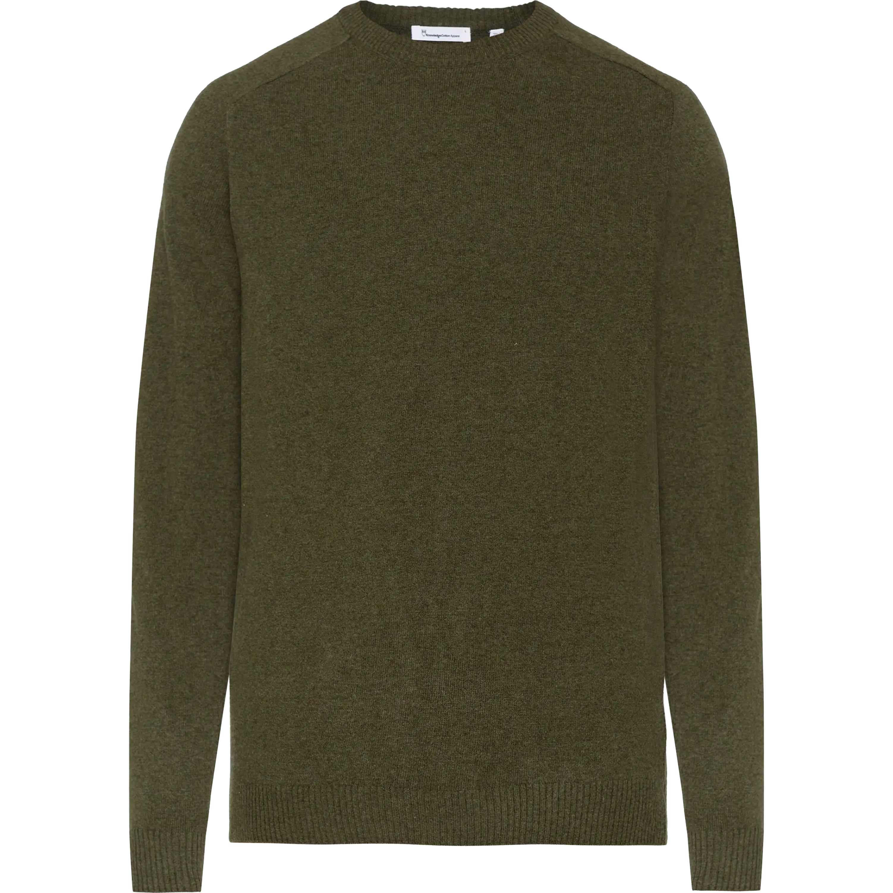 Knowledge Cotton Apparel Lambswool Crew Neck Men - Forrest Night - S - Uldtrøjer