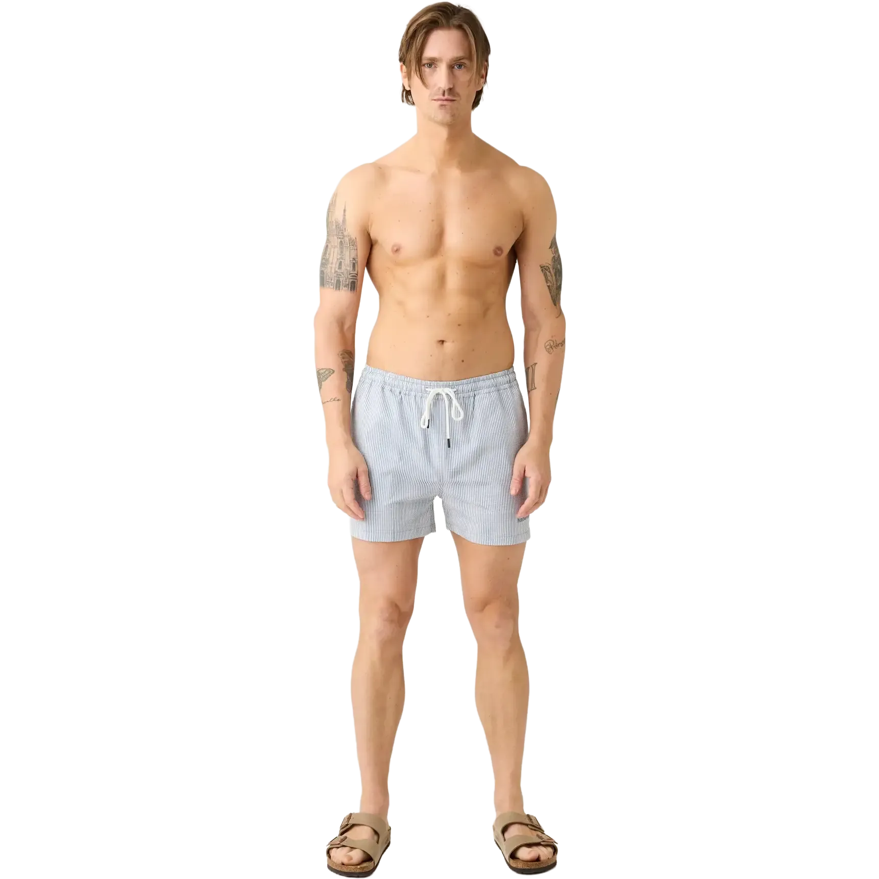 Mid-Thigh Stripe Seersucker Swimshorts M