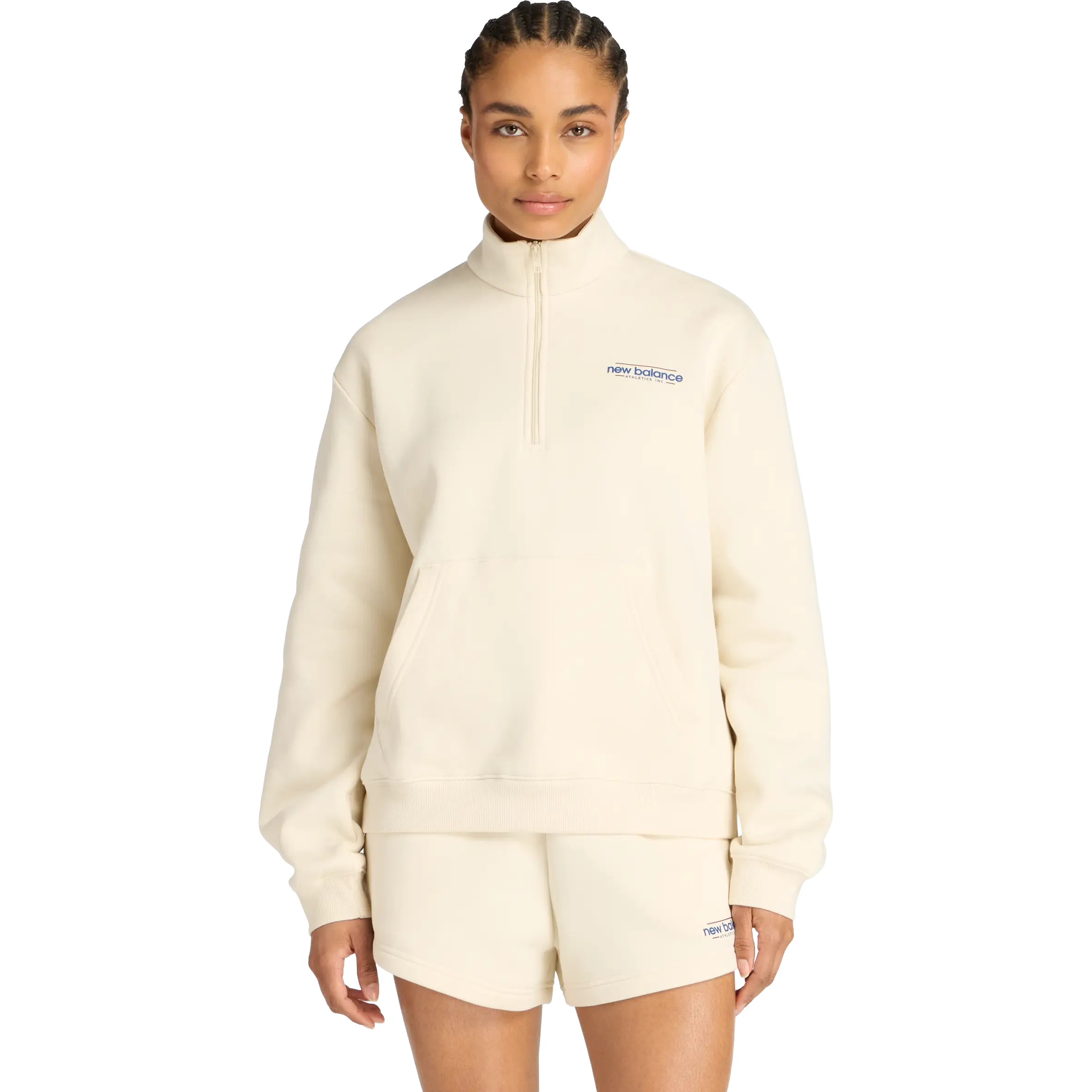 New Balance Reimagined Fleece Half Zip Women - Linen - L - Sweatshirts