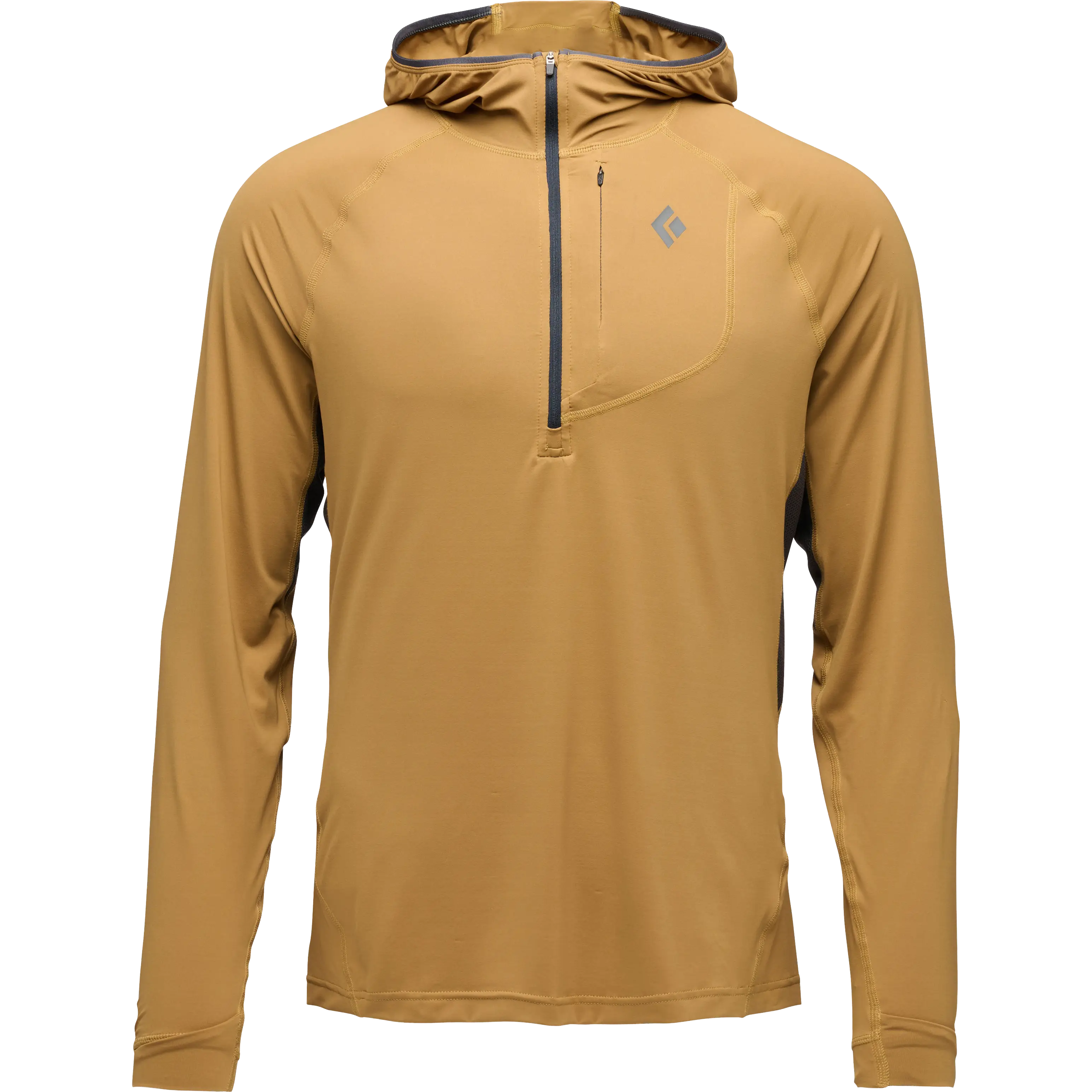 Black Diamond Alpenglow Pro Hoody Men herretrøje - Flax - L - Langærmet T-shirts