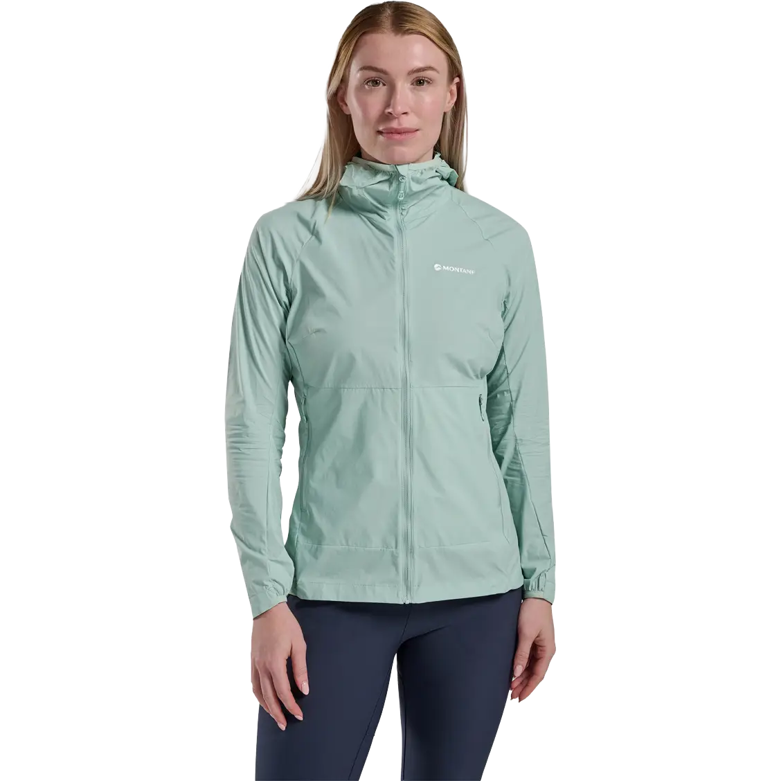 Montane Featherlite Jacket w. Hoodie Women - Sea Mist - UK16/EUR44/US12/XL - Vindjakker