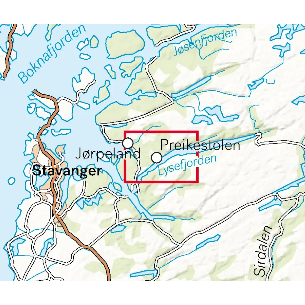 Høyfjellskart Preikestolen 1:20.000