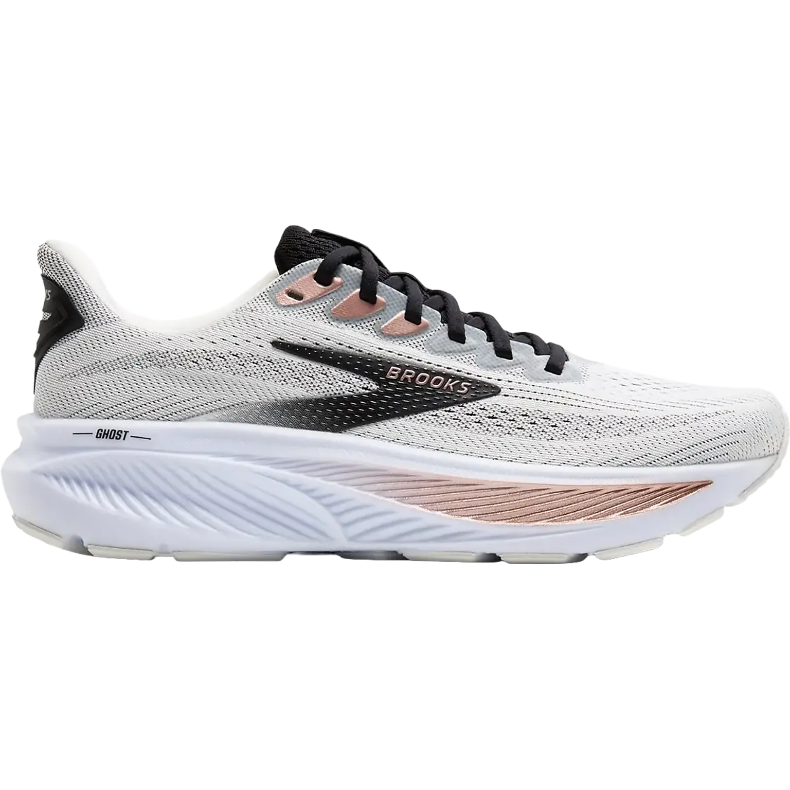Brooks Womens Ghost 17 Shoes - White / Black / Rose Gold