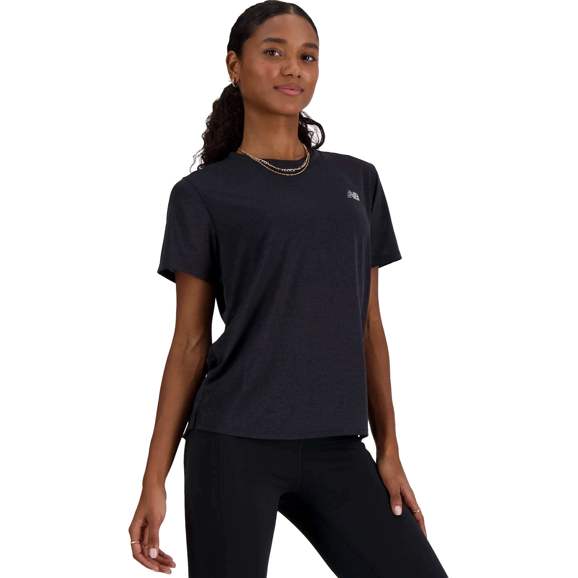 New Balance Athletics T-Shirt Women - Black Heather - XS - Løbe t-shirt