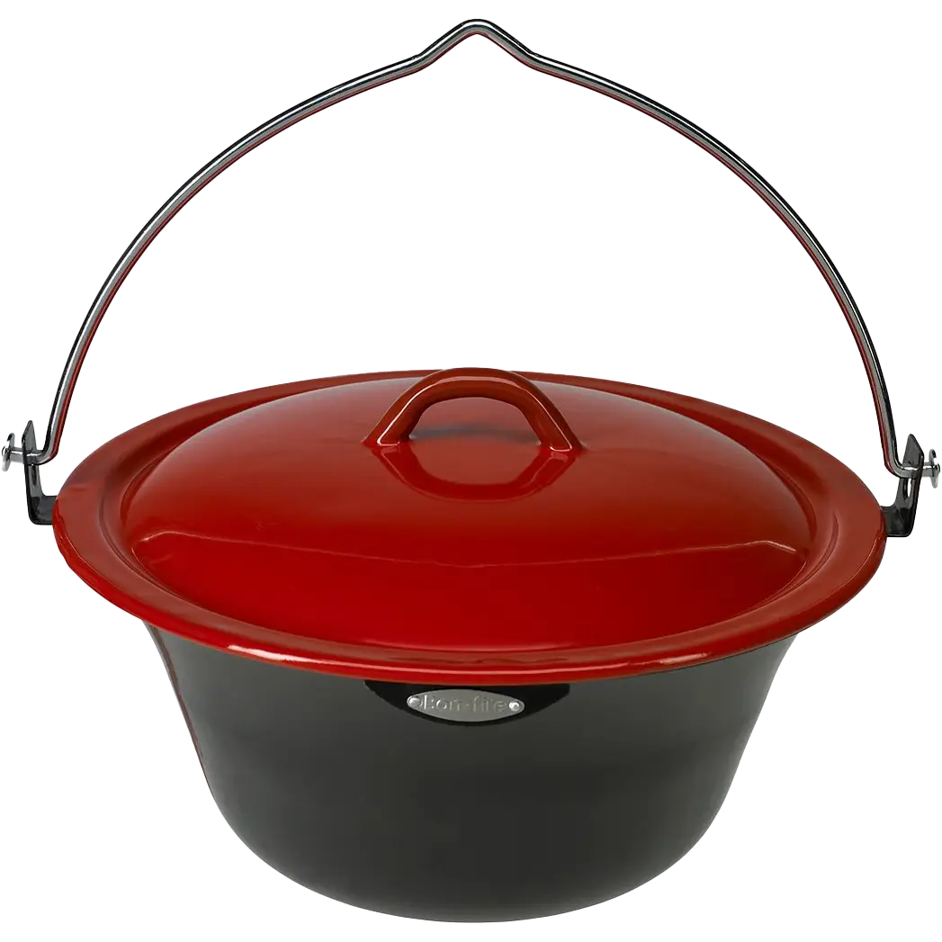 Bon-Fire Gryde m. låg emalje 15 liter - Rød/sort - One size - Udstyr til bål